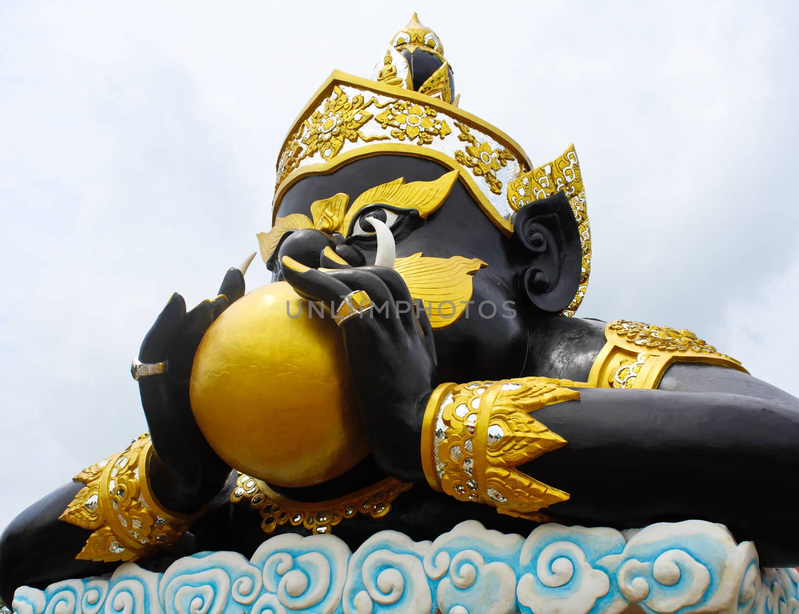 The moon in Rahoo mouth at Wat Saman, Thailand