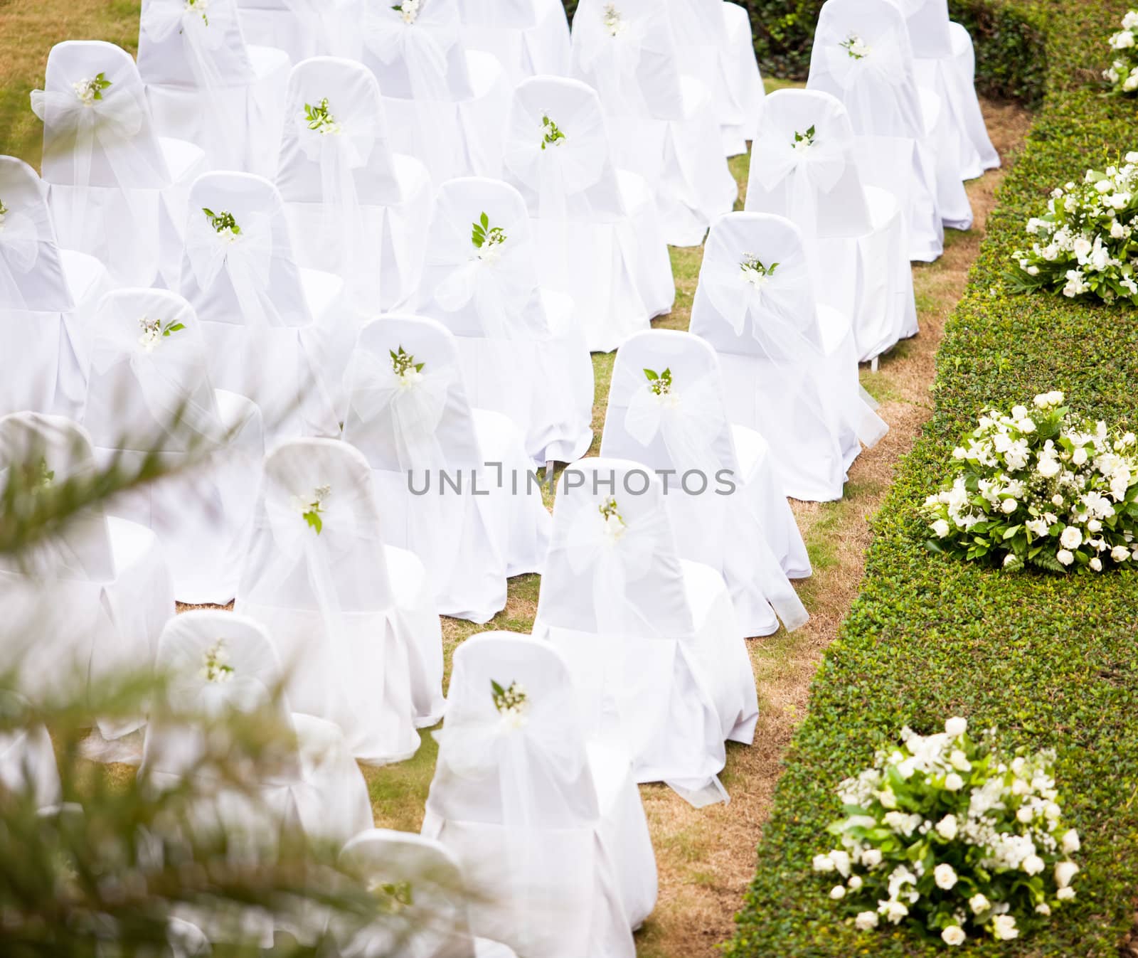 Tropical settings for a wedding on mountain by Suriyaphoto