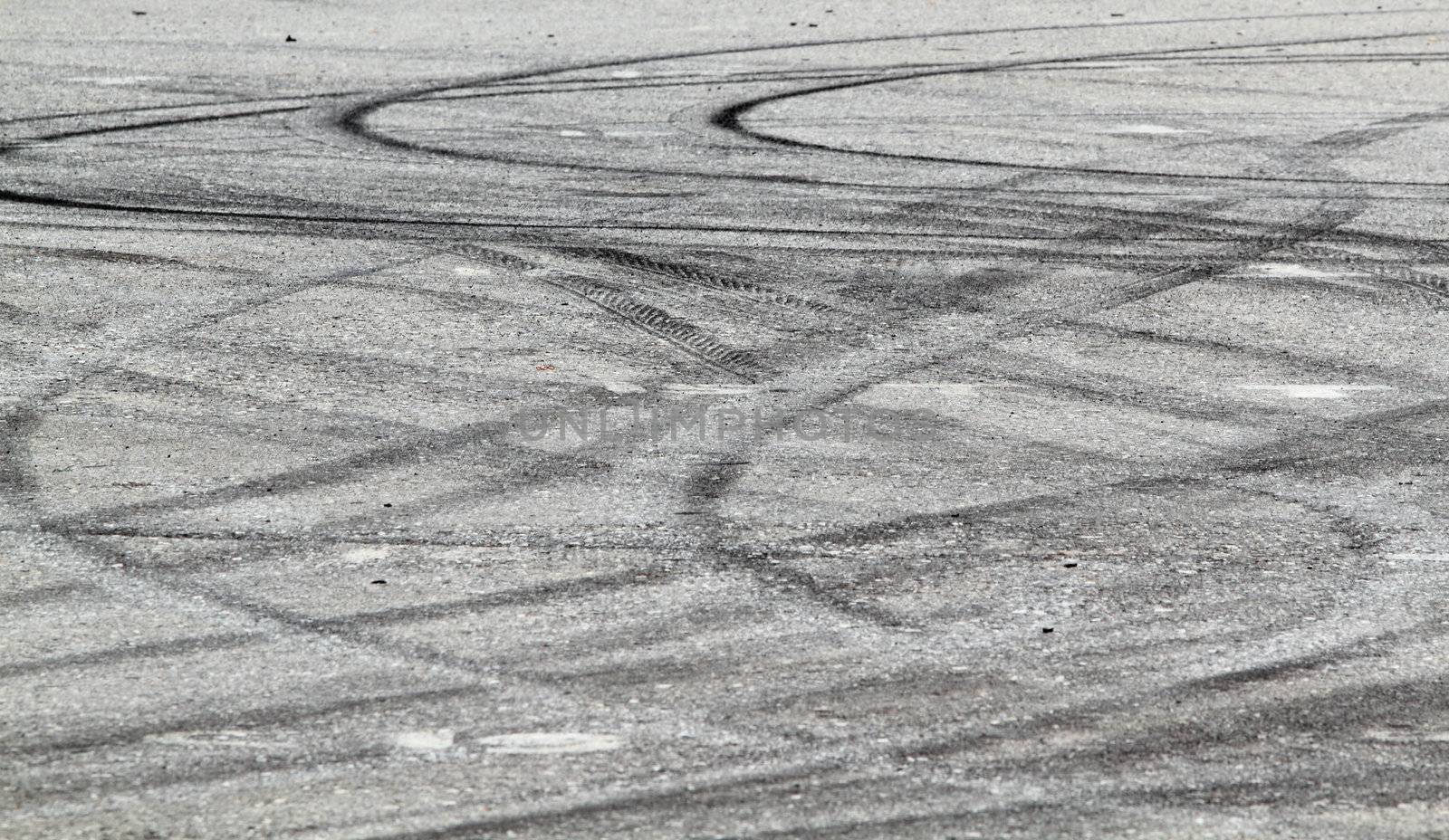 Tire marks on road track