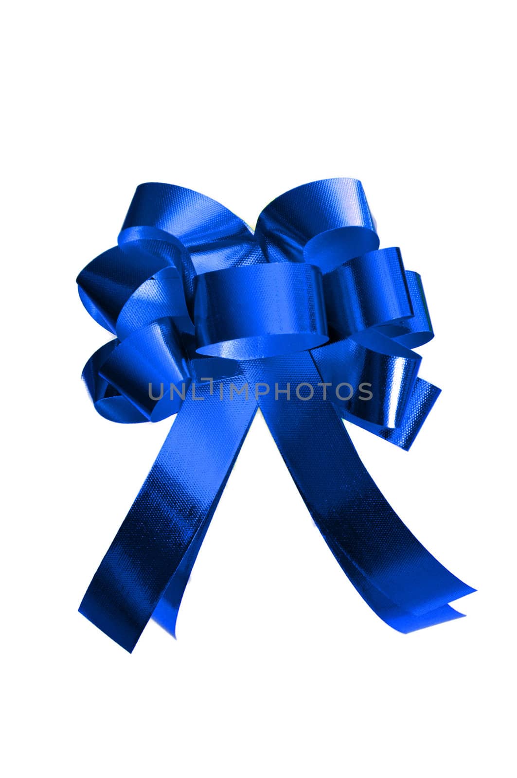 Blue bow isolated on white background