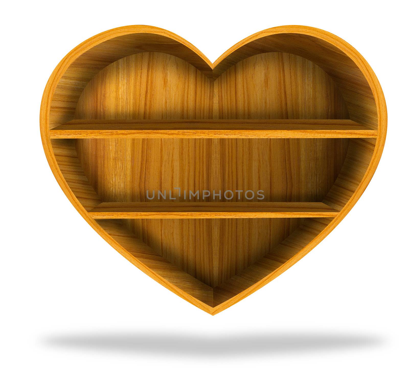 Wooden heart  shelf  by Suriyaphoto