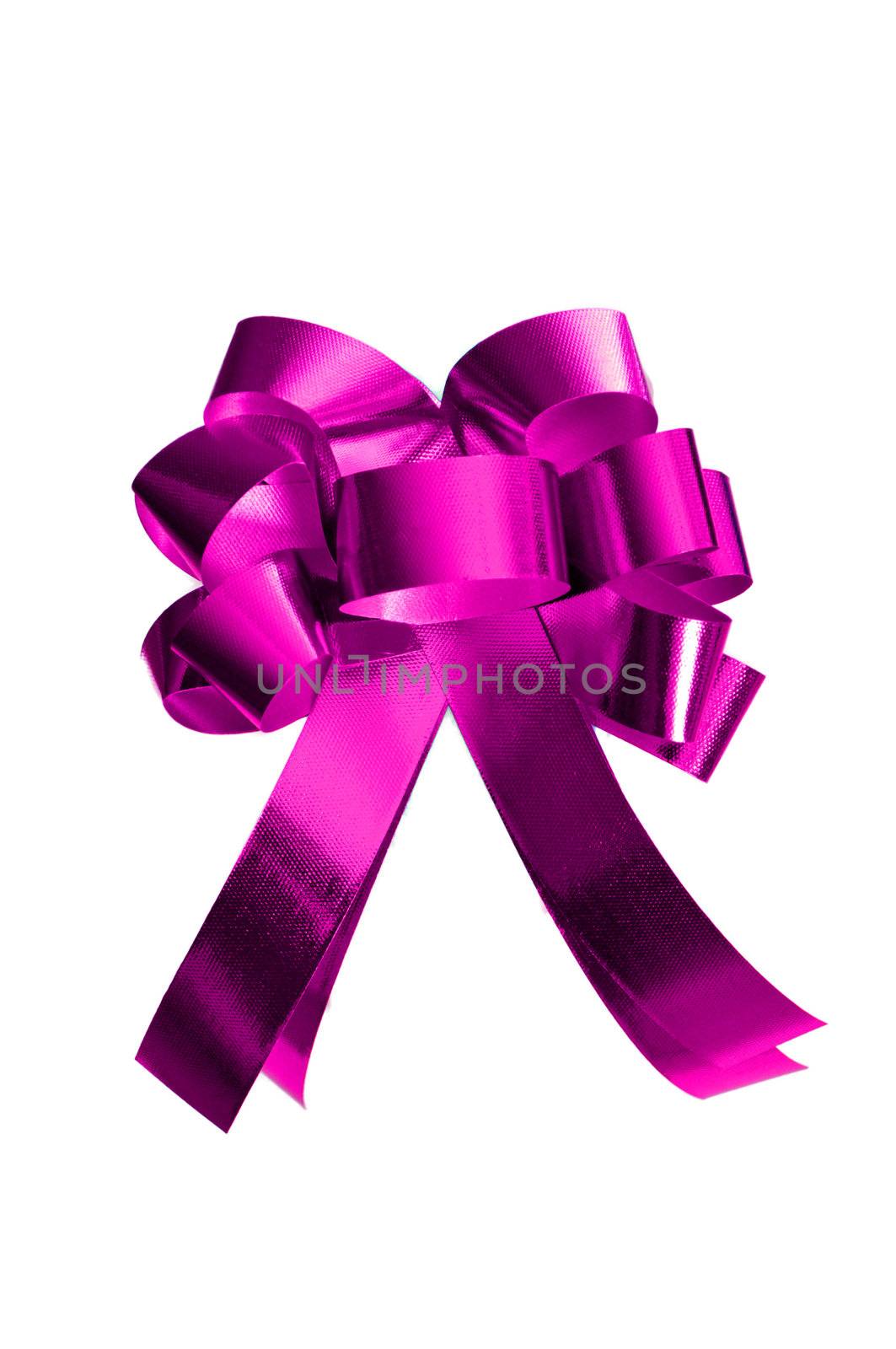 Pink bow isolated on white background