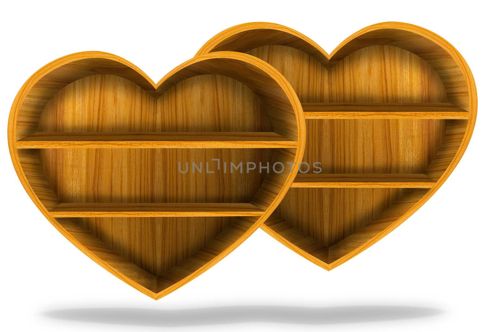 Wooden heart  shelf  by Suriyaphoto