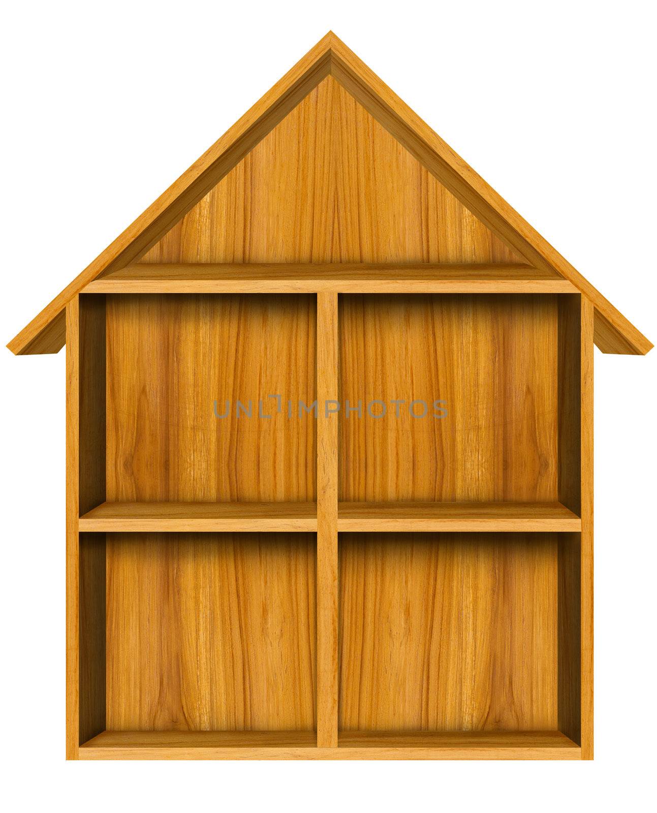 Wooden house shelf  by Suriyaphoto