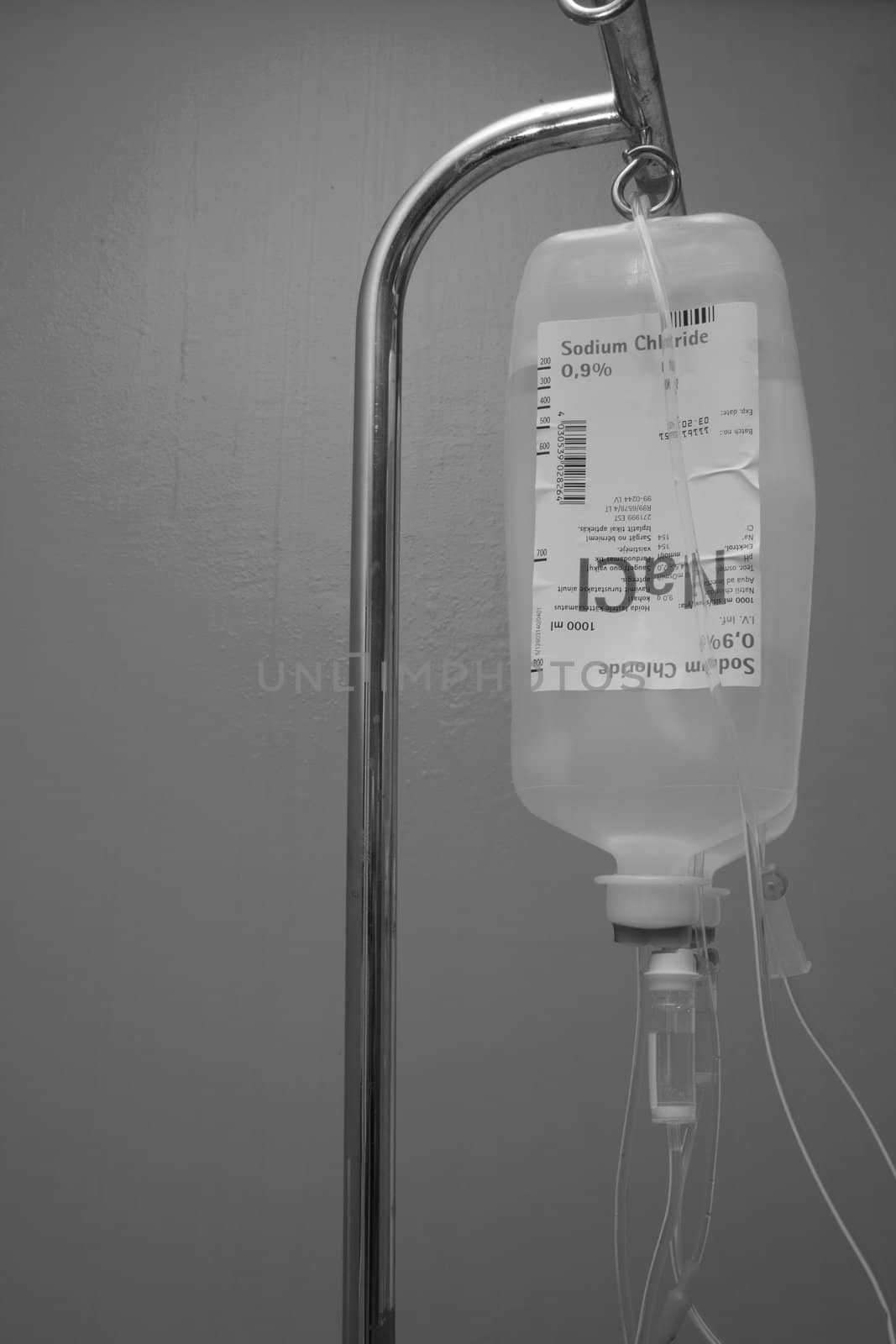 White black foto maded about drip at hospital