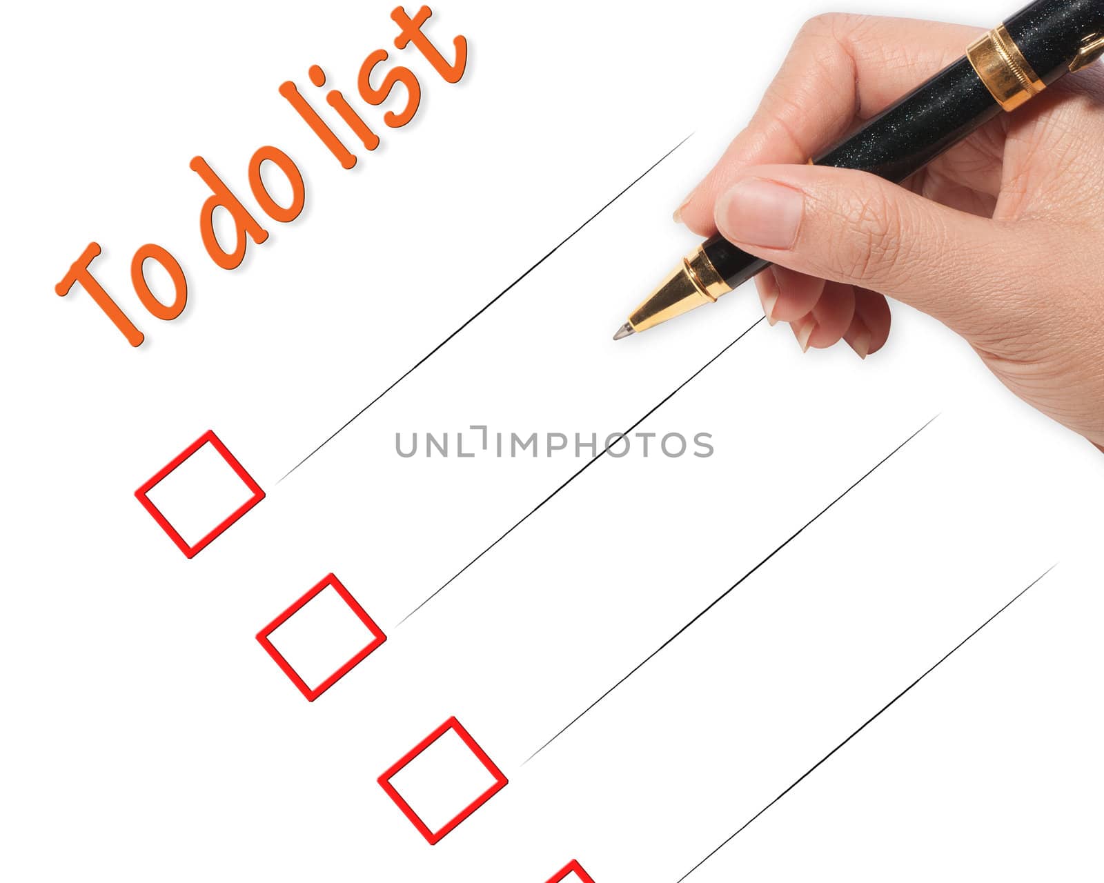 female hand checking to do list