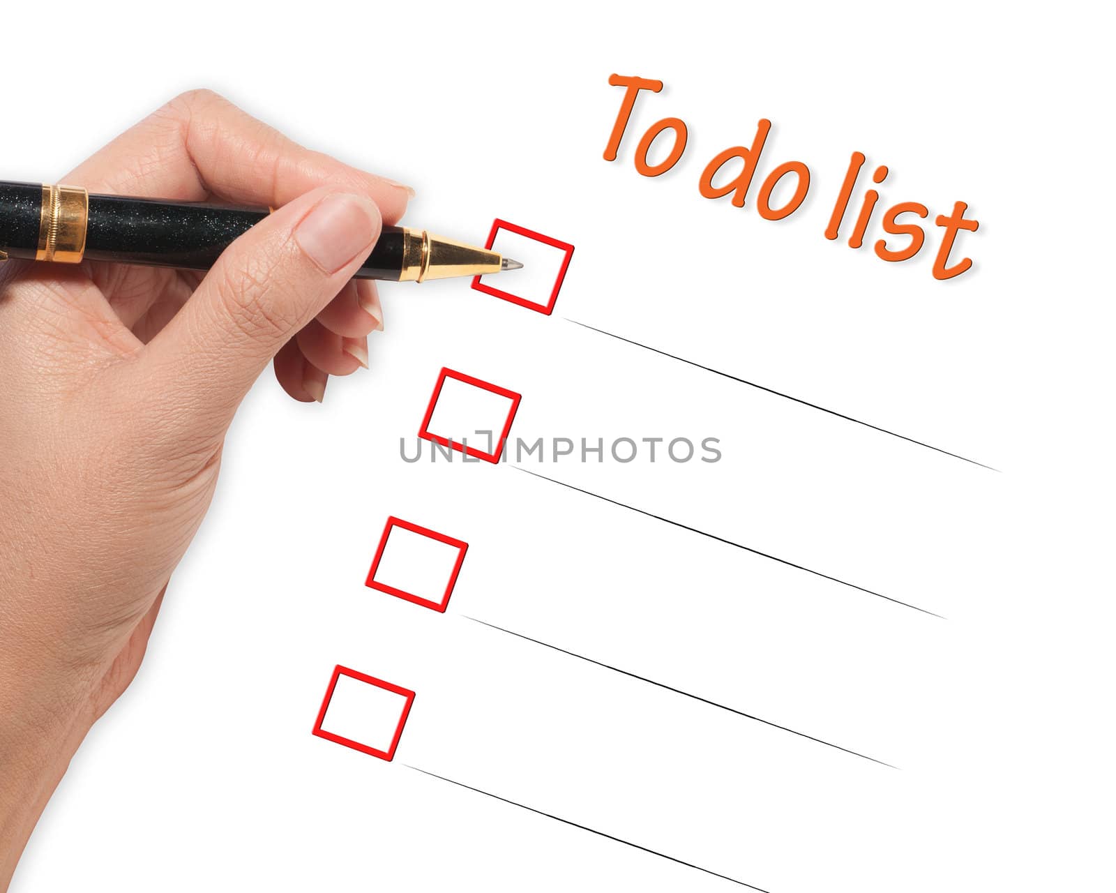 female hand checking to do list