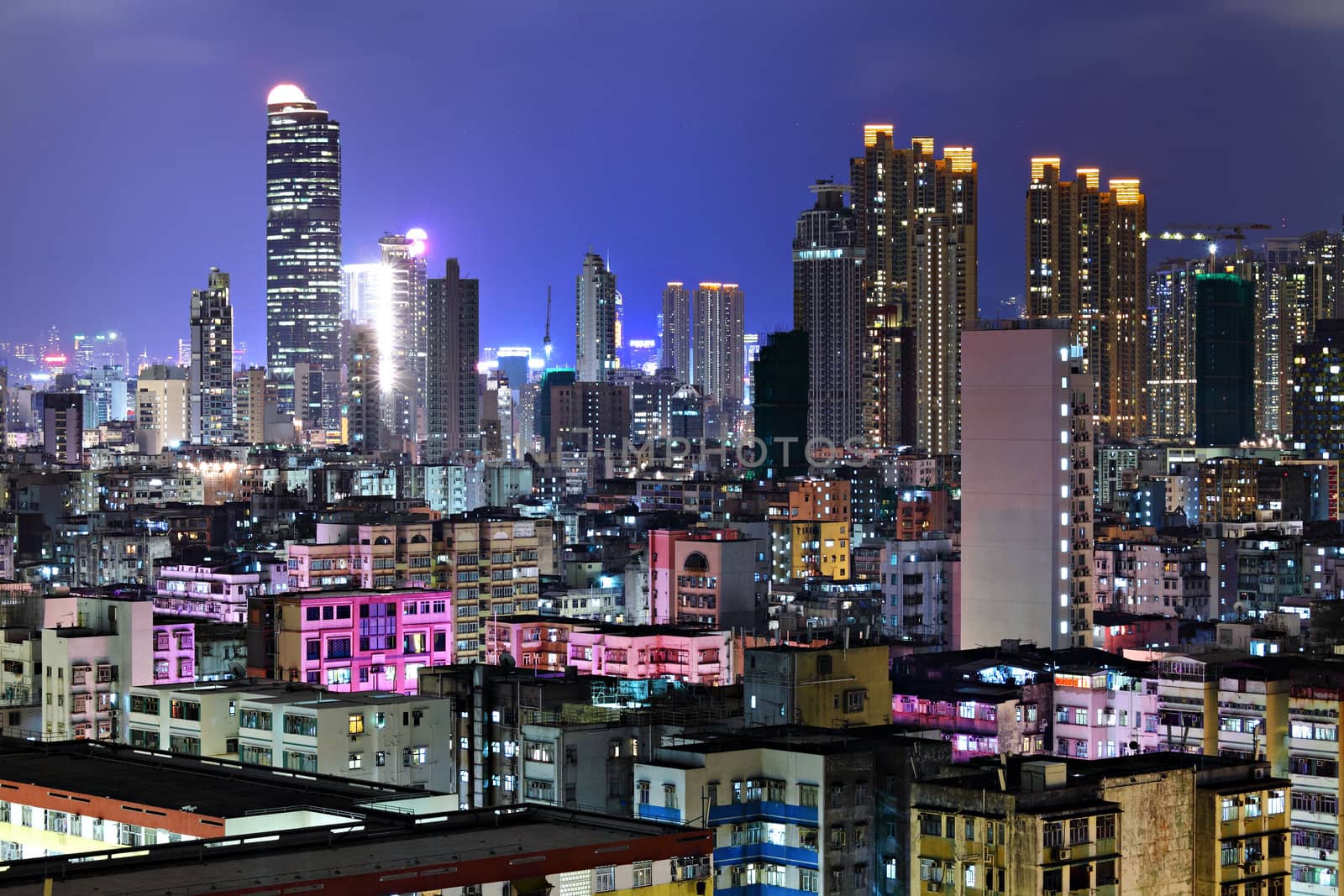 Hong Kong downtown city at night
