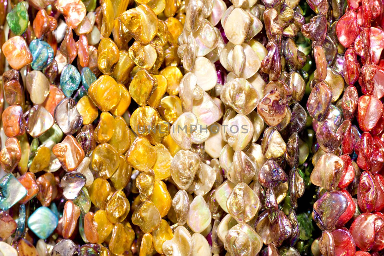 multi-colored chaplet of various sizes and shapes 