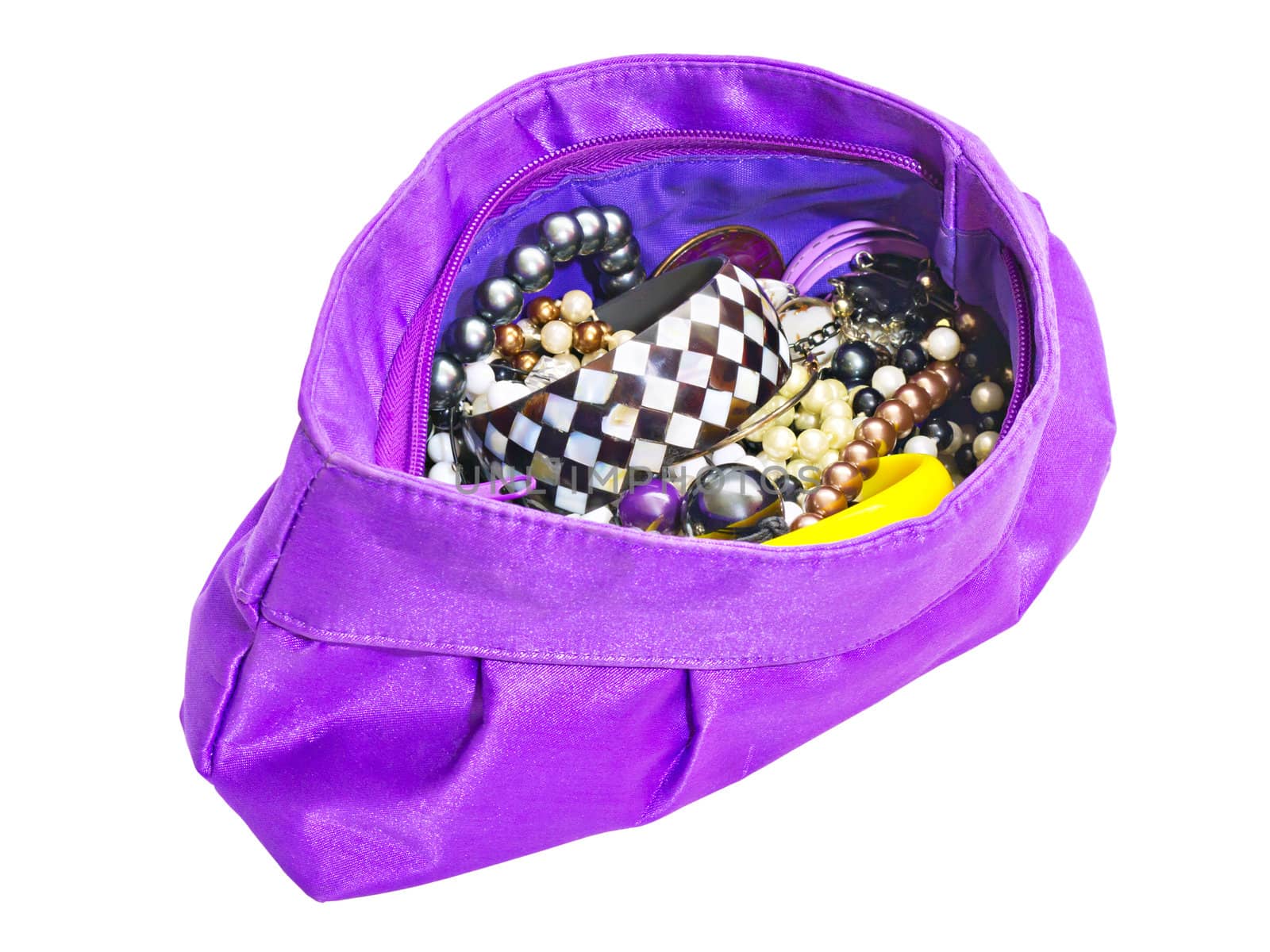 purple ladies handbag with jewelry by Plus69