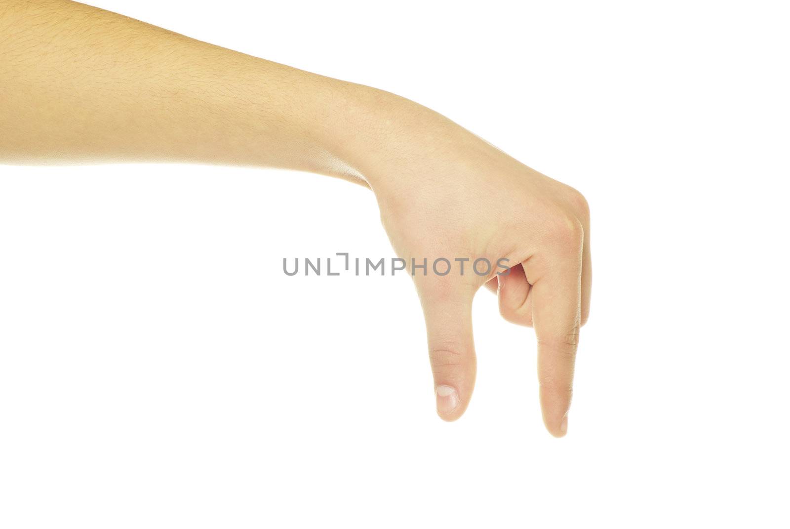 human hand take over on white white background