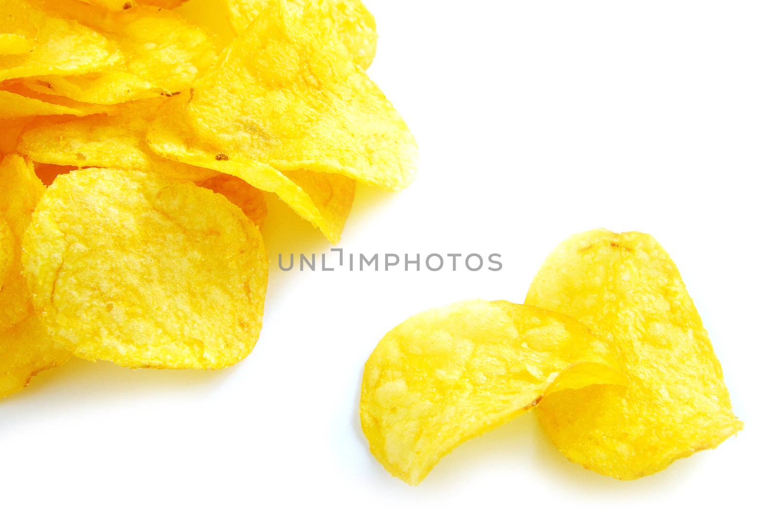 potatoe chips isolated on a white background