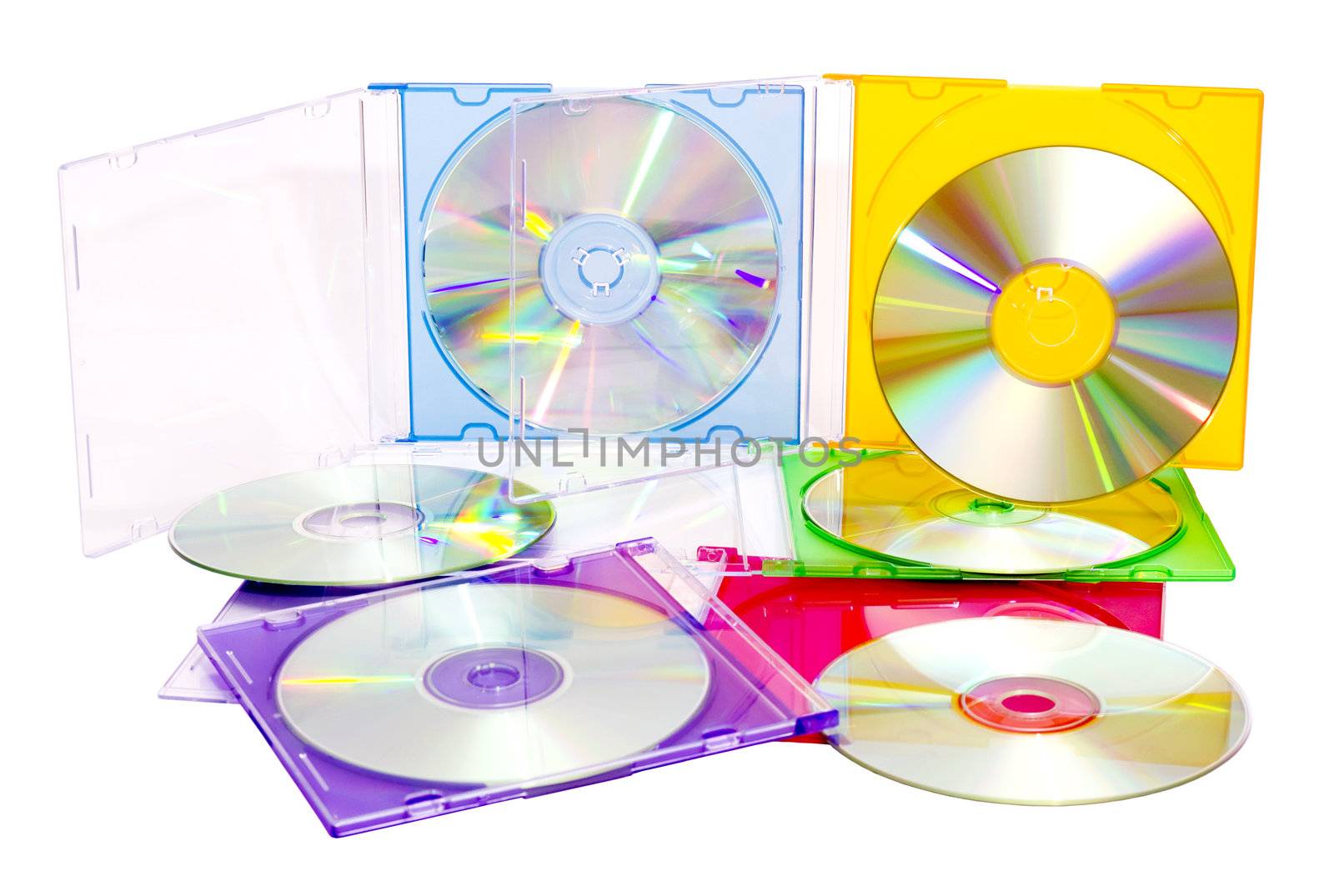 colorful CDs in boxes by Plus69