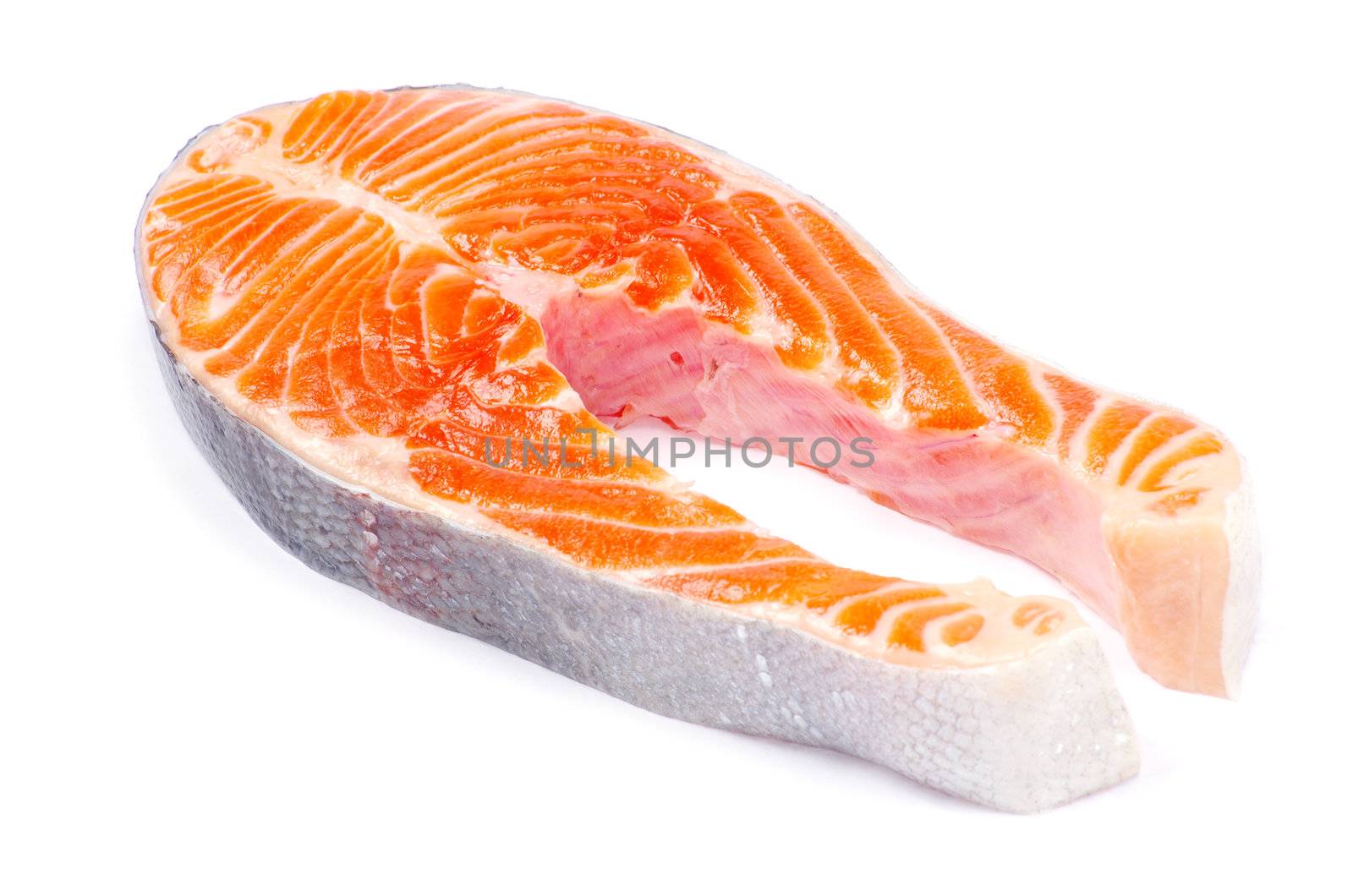 raw salmon fillet isolated on white