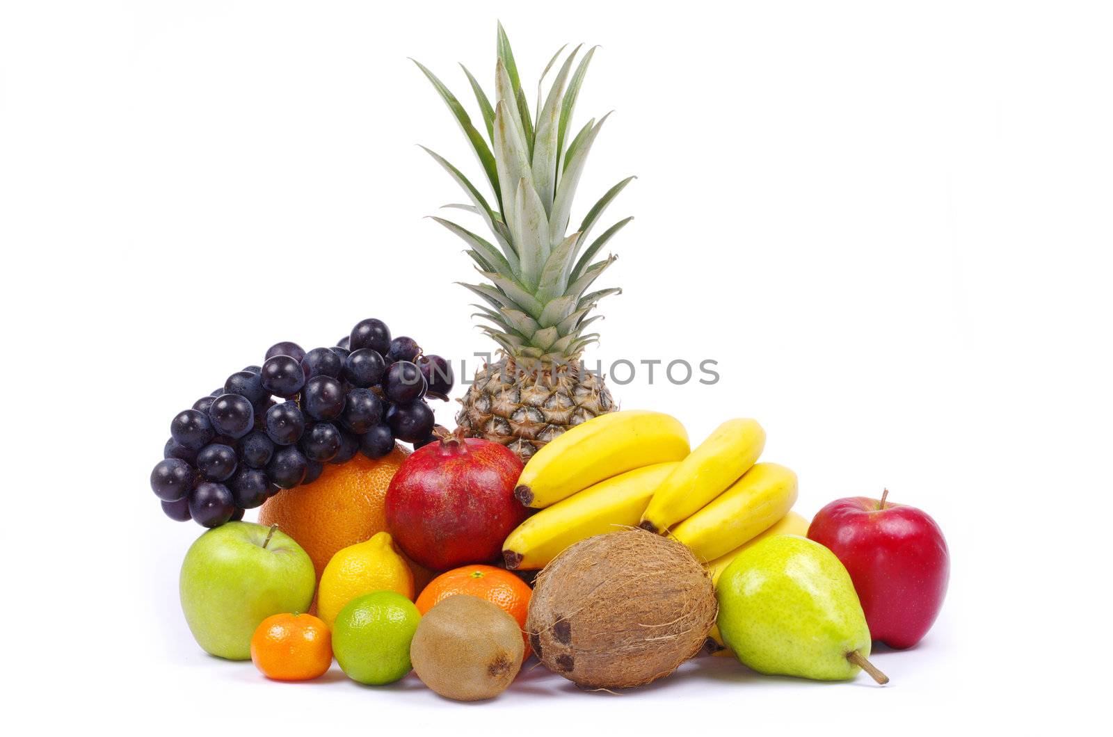 Composition with fruits isolated on white