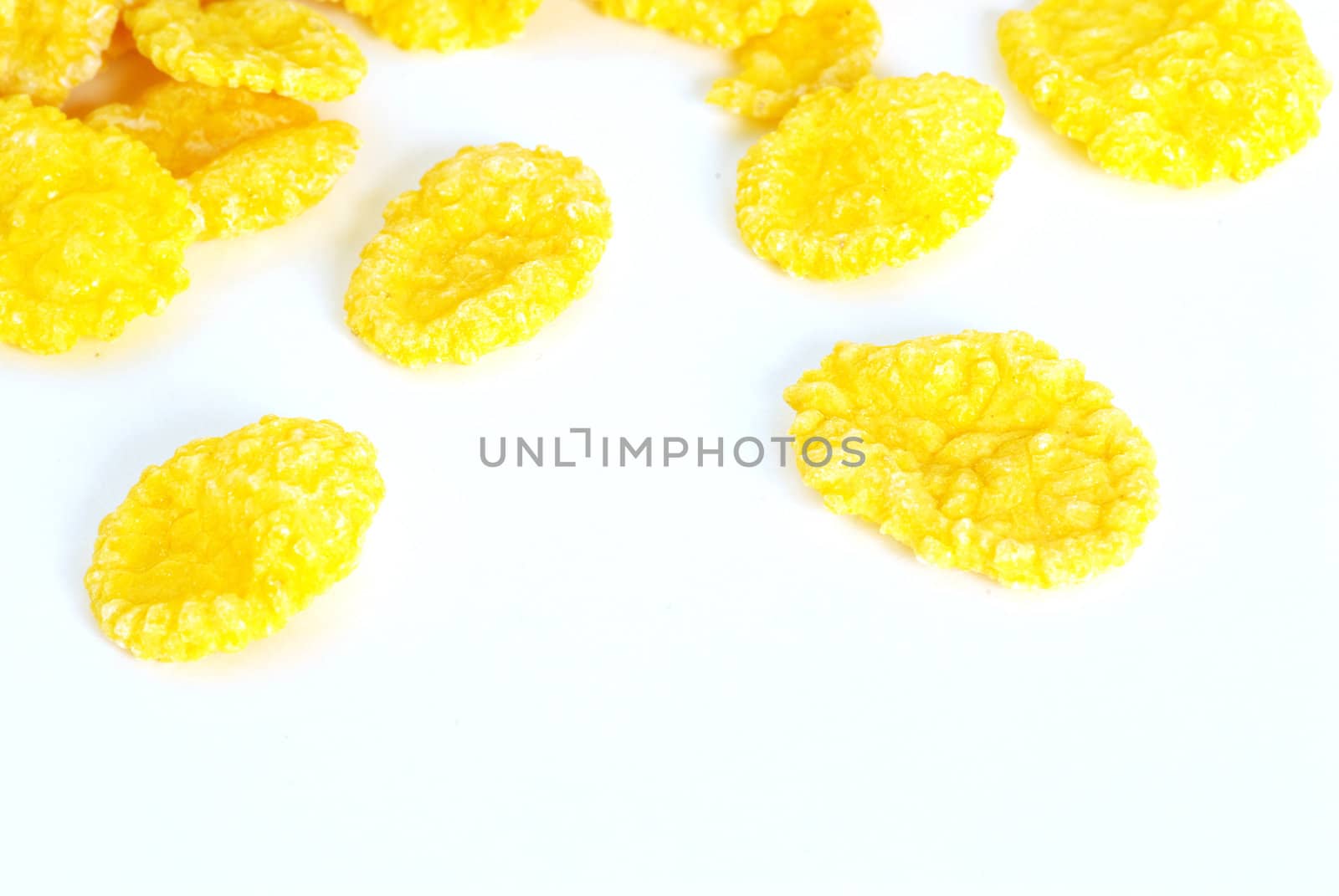 fresh corn flakes on white