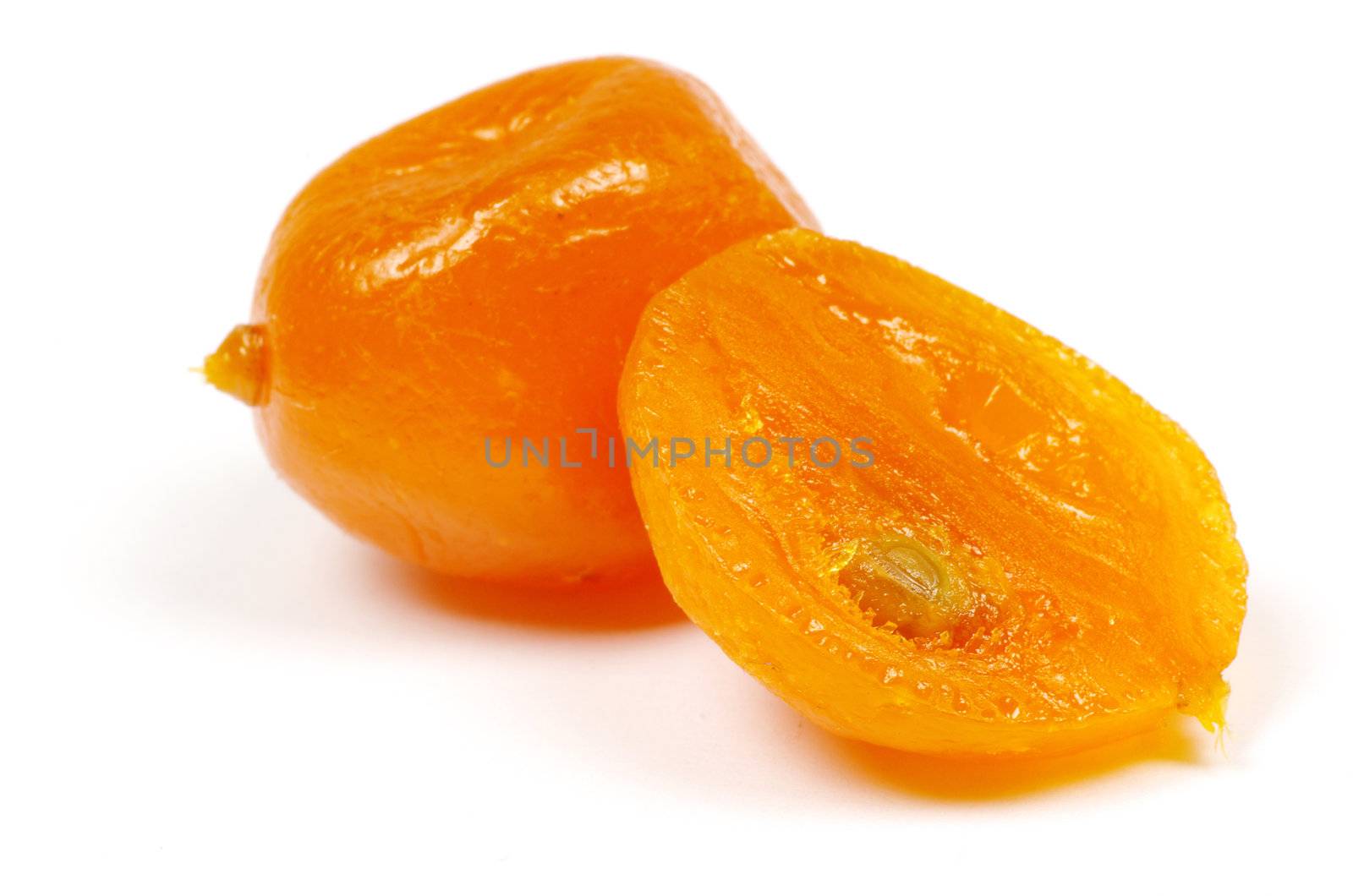 Dried kumquat isolated on a white background