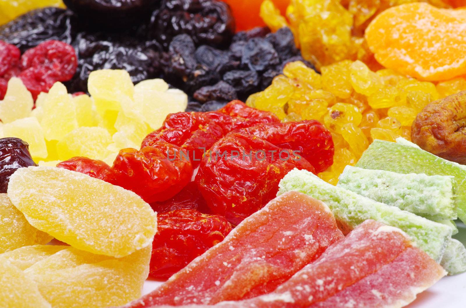 Background made of assorted dried fruits