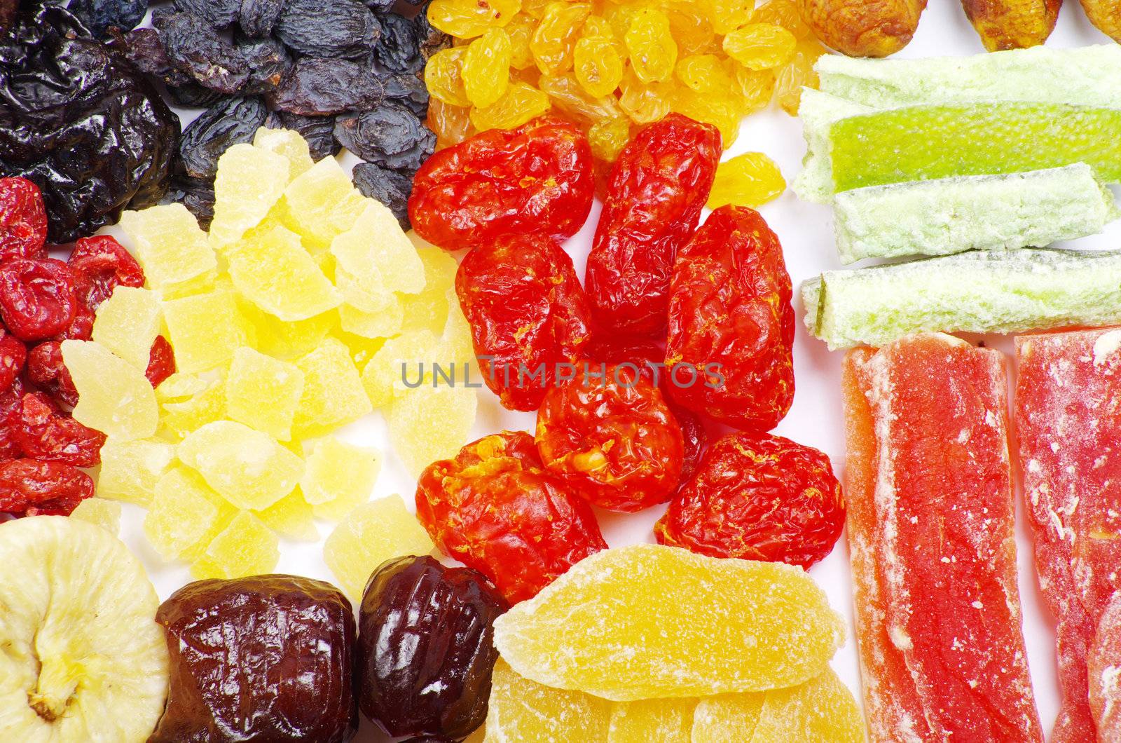 Background made of assorted dried fruits