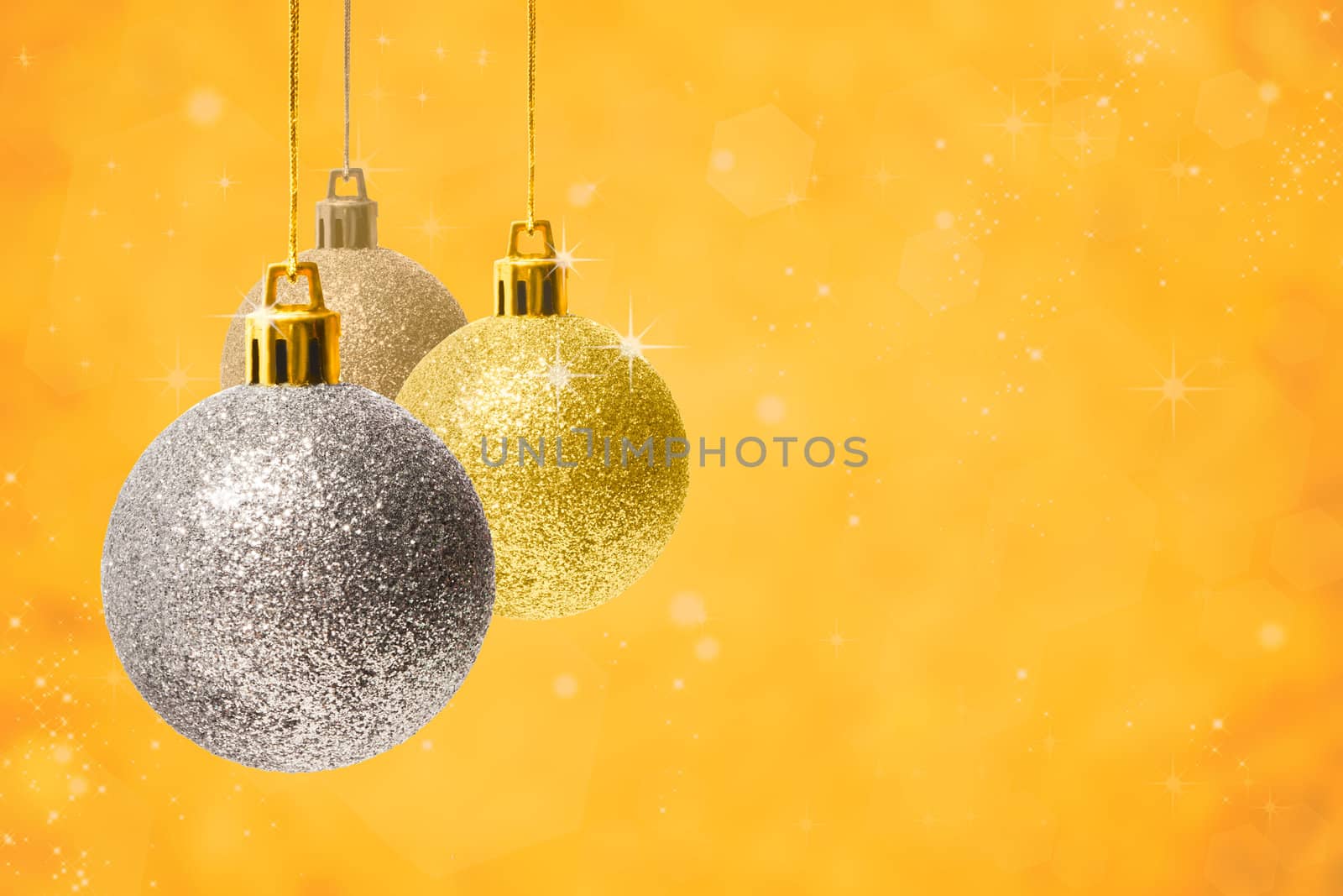 Christmas decoration with golden background by Suriyaphoto