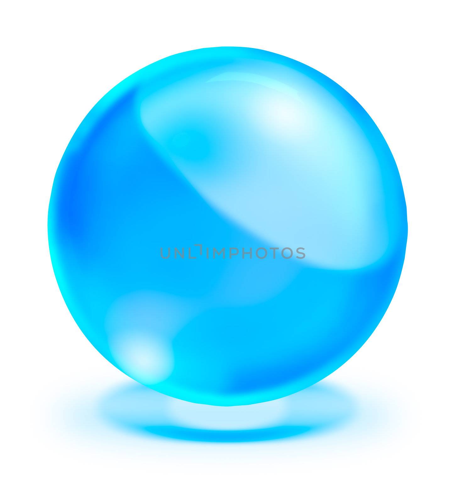 blue crystal ball on white background