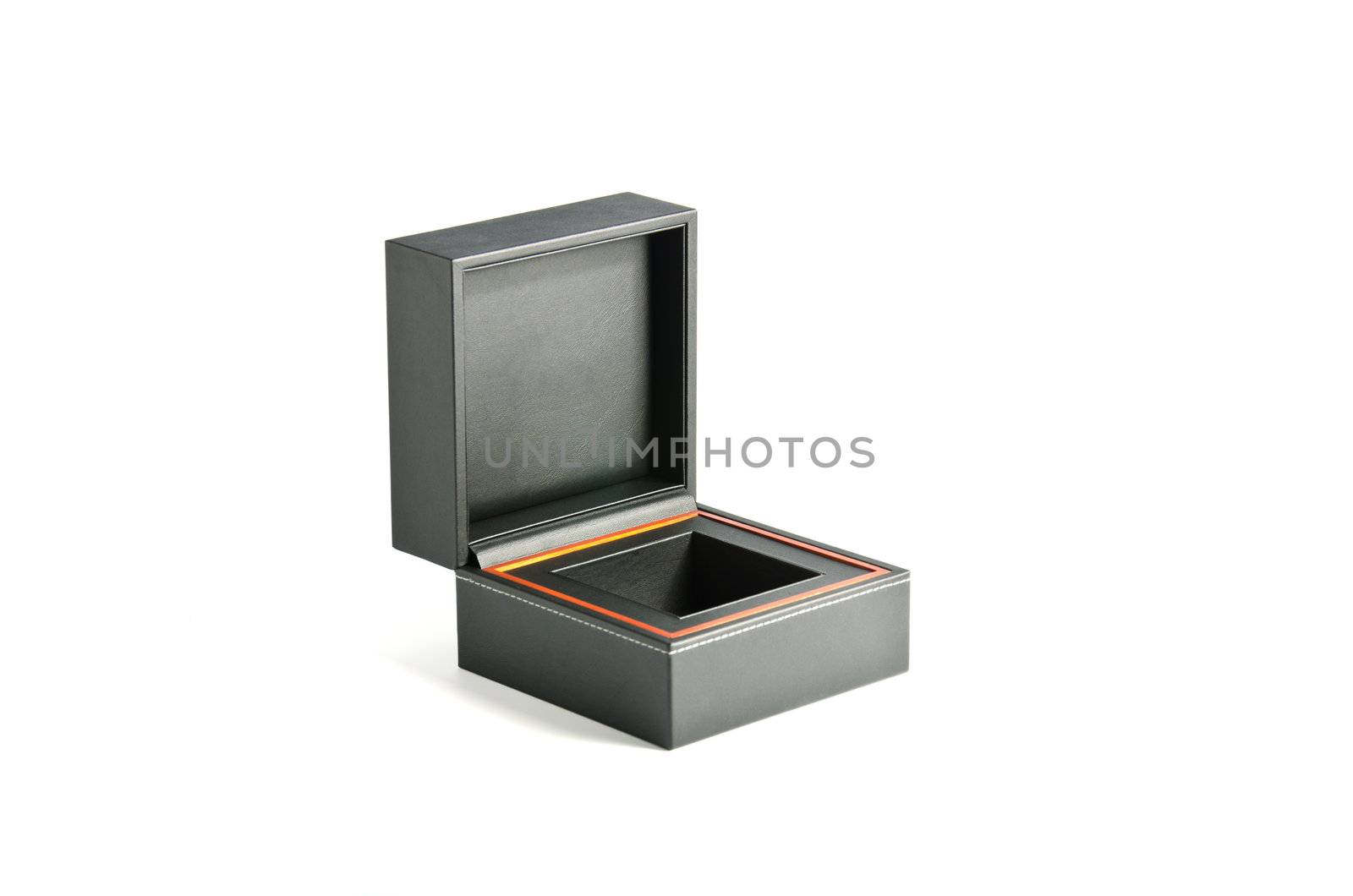 Box pad with black leather on white background