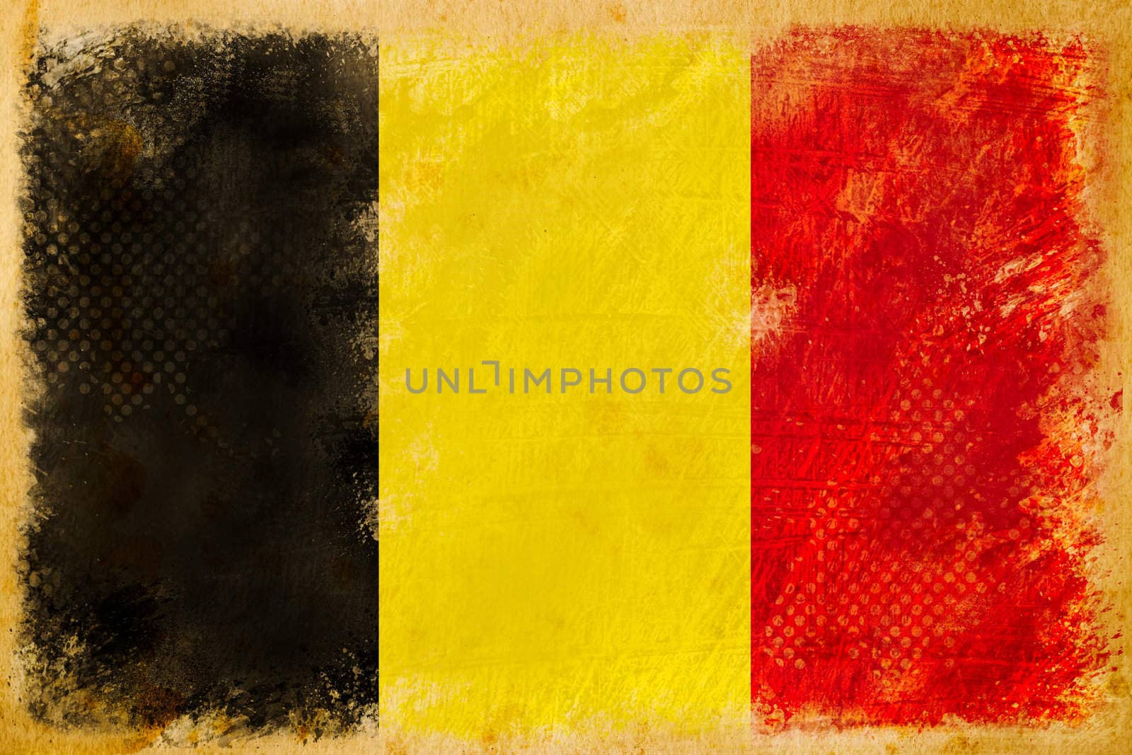 Belgium flag grunge  on old vintage paper by Suriyaphoto