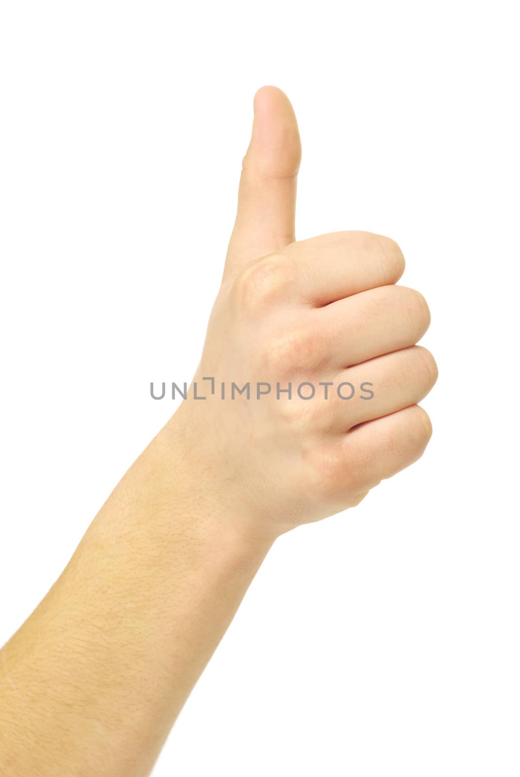 success hand sign isolated on white