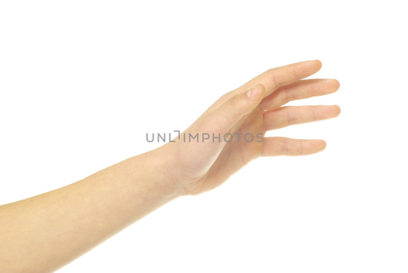 human hand take over on white white background