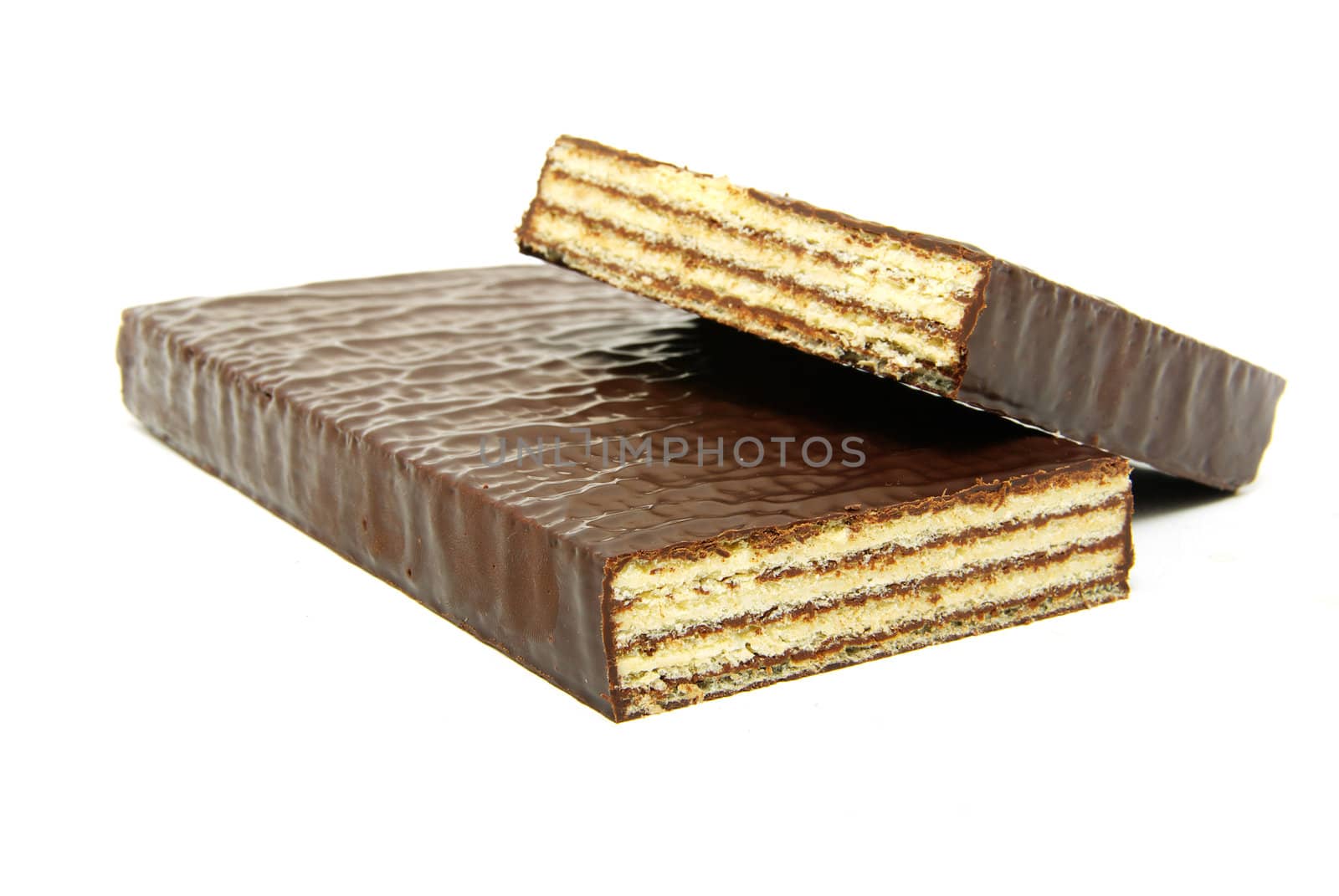 chocolate waffles isolated on a white