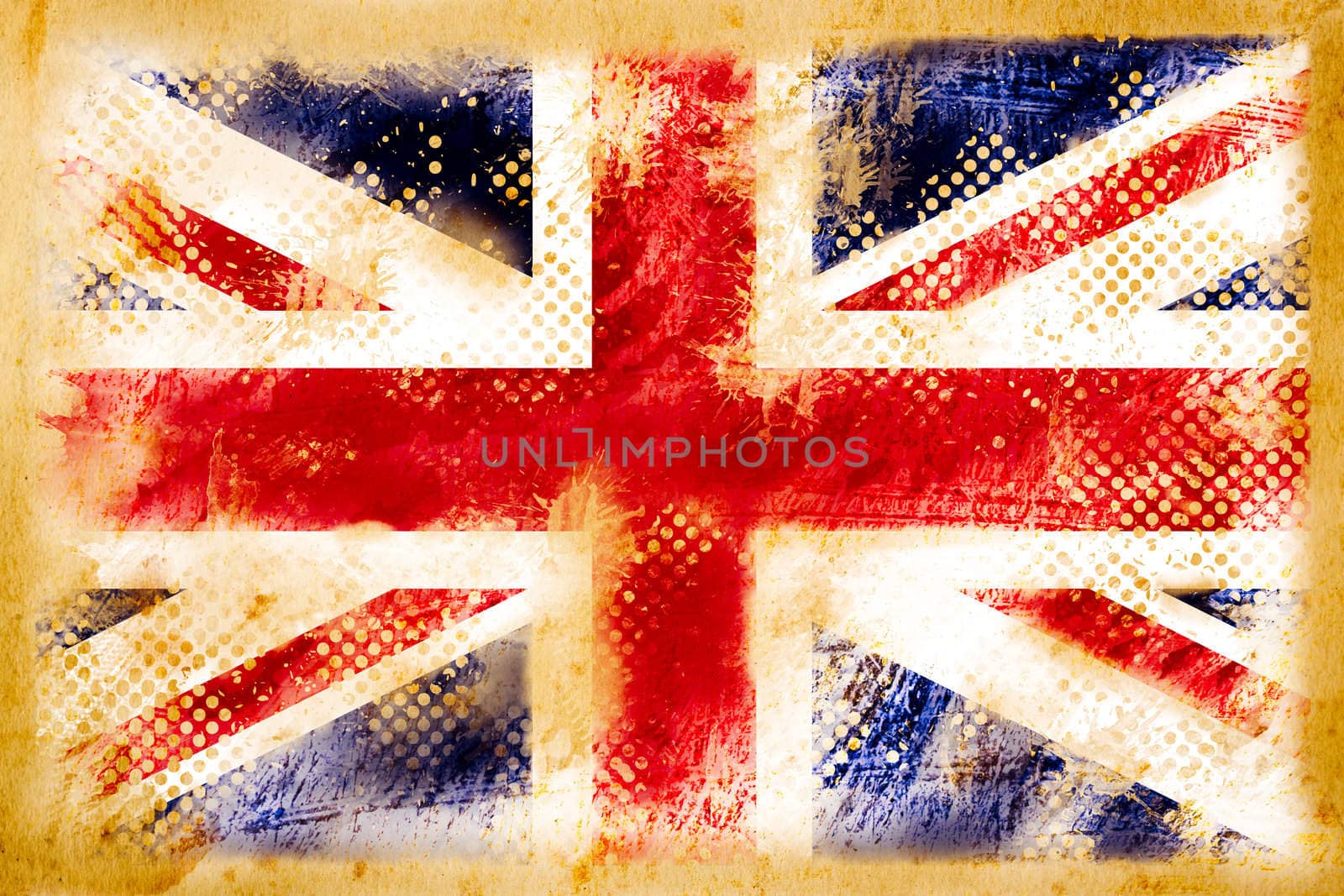 british flag grunge  on old vintage paper by Suriyaphoto