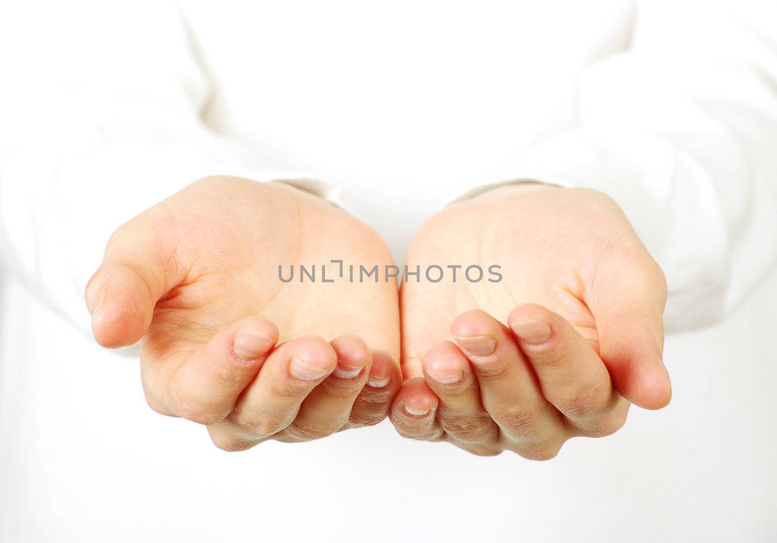 Empty hands isolated on white
