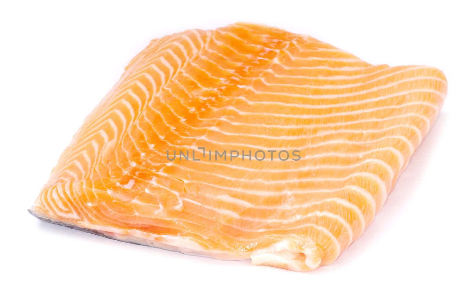 salmon steak red fish on white