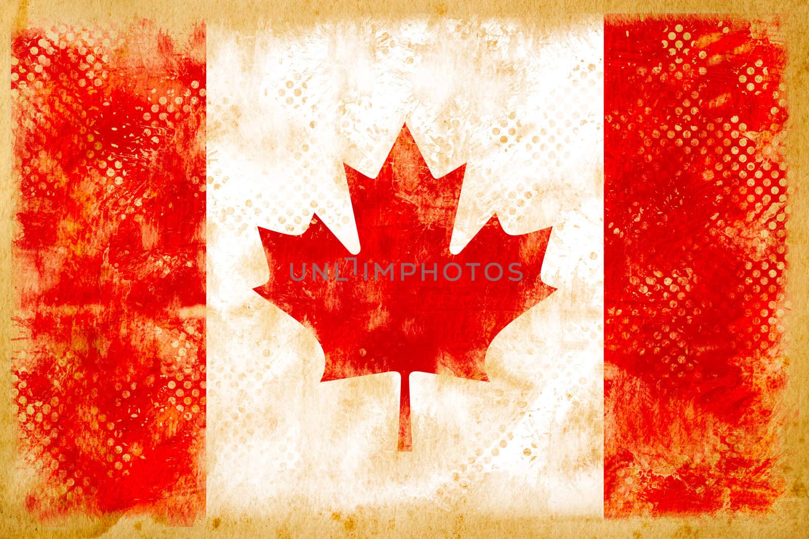 Canada flag grunge  on old vintage paper by Suriyaphoto
