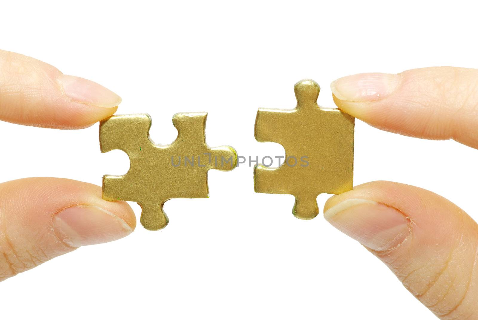  puzzle in hand isolated on white background
