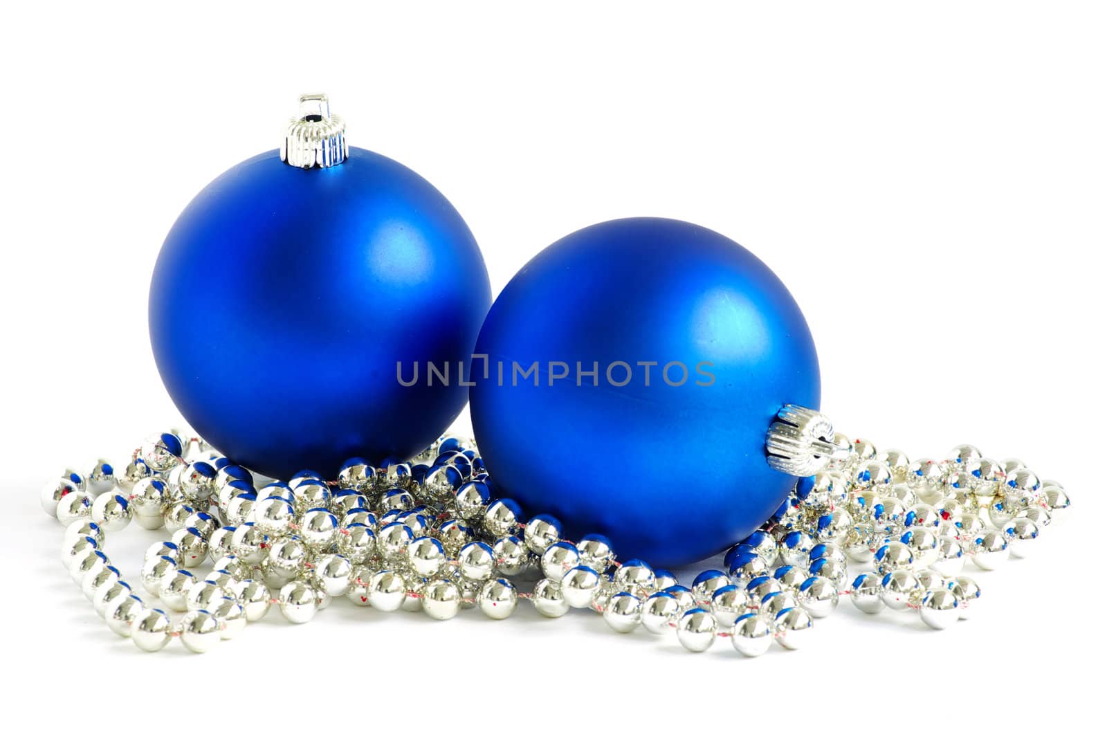 blue christmas balls  isolated on a white