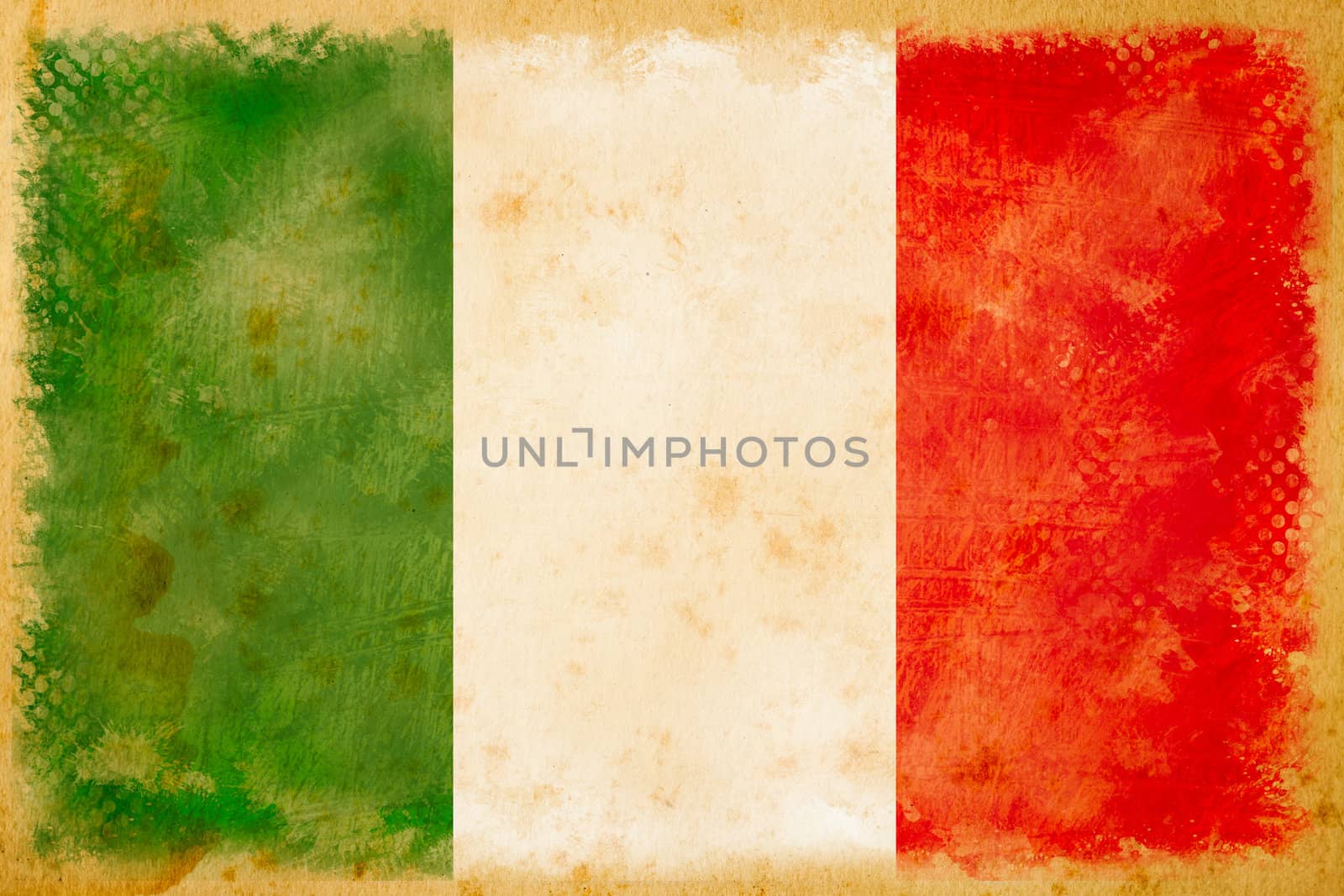 Italy flag grunge  on old vintage paper by Suriyaphoto