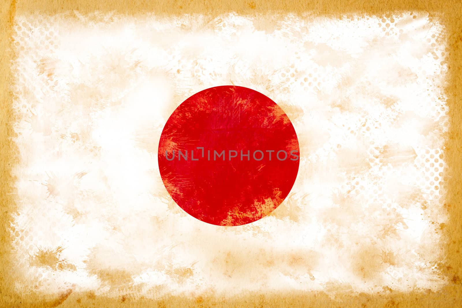 Japan flag grunge  on old vintage paper by Suriyaphoto