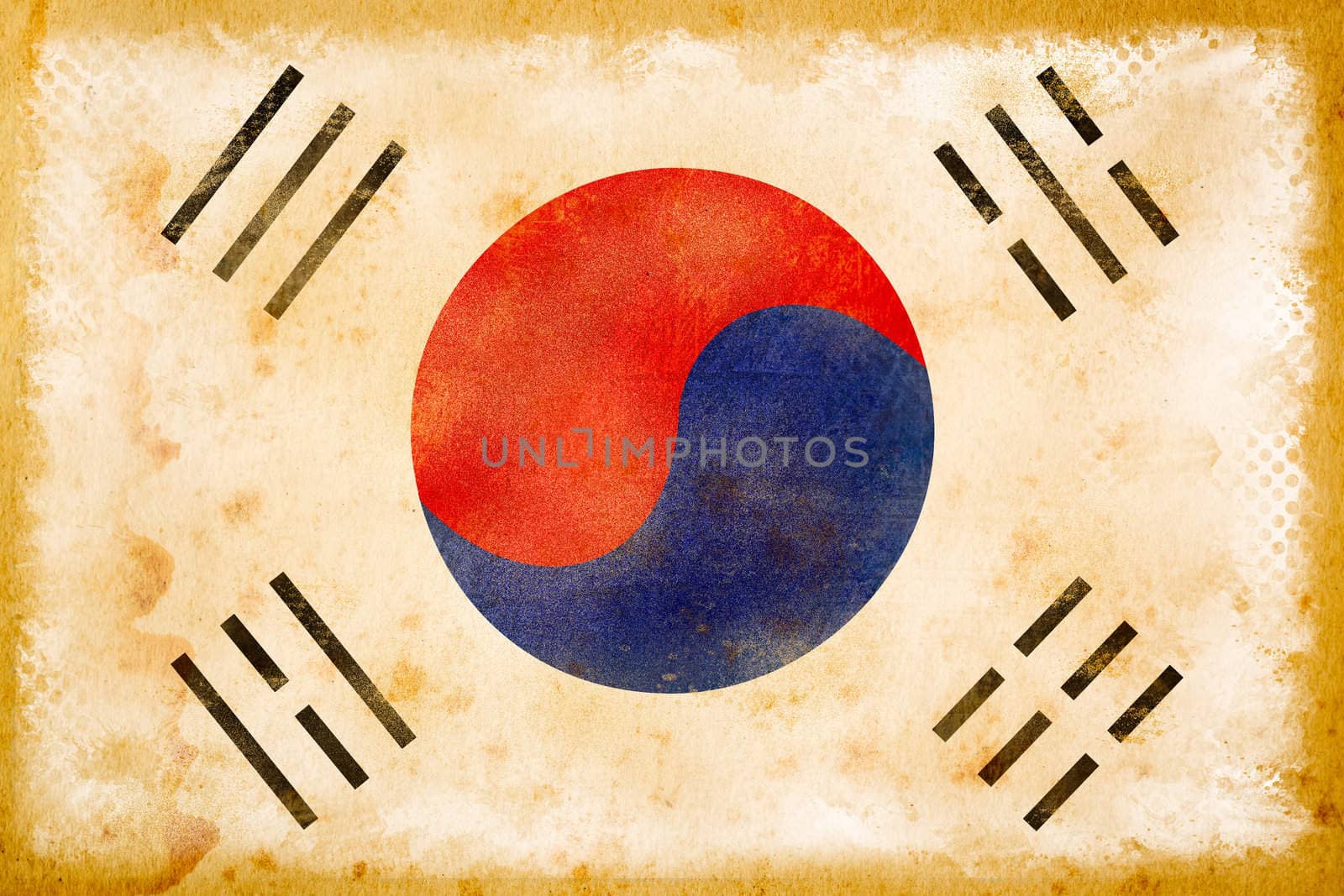 korean flag grunge  on old vintage paper by Suriyaphoto