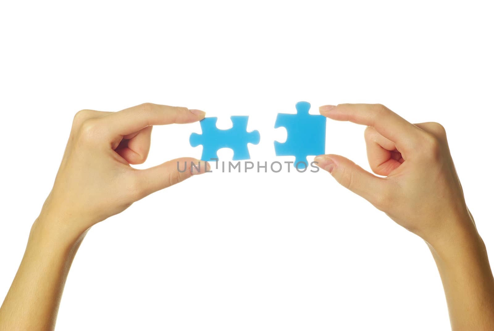  puzzle in hand isolated on white background