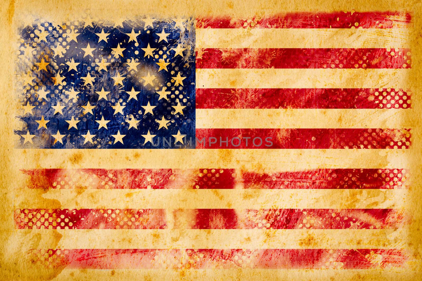 American flag grunge  on old vintage paper by Suriyaphoto