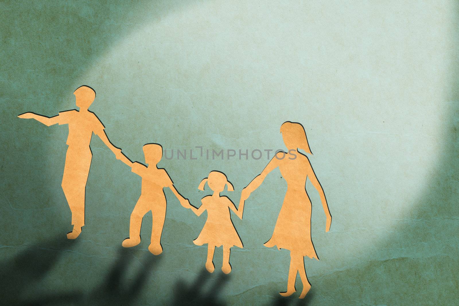 Warmth family concept, make for cut out of paper on wood texture