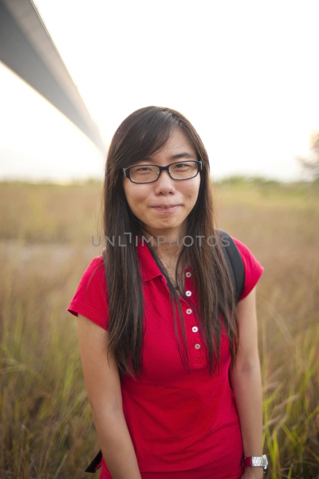 Asian girl smiling outdoor