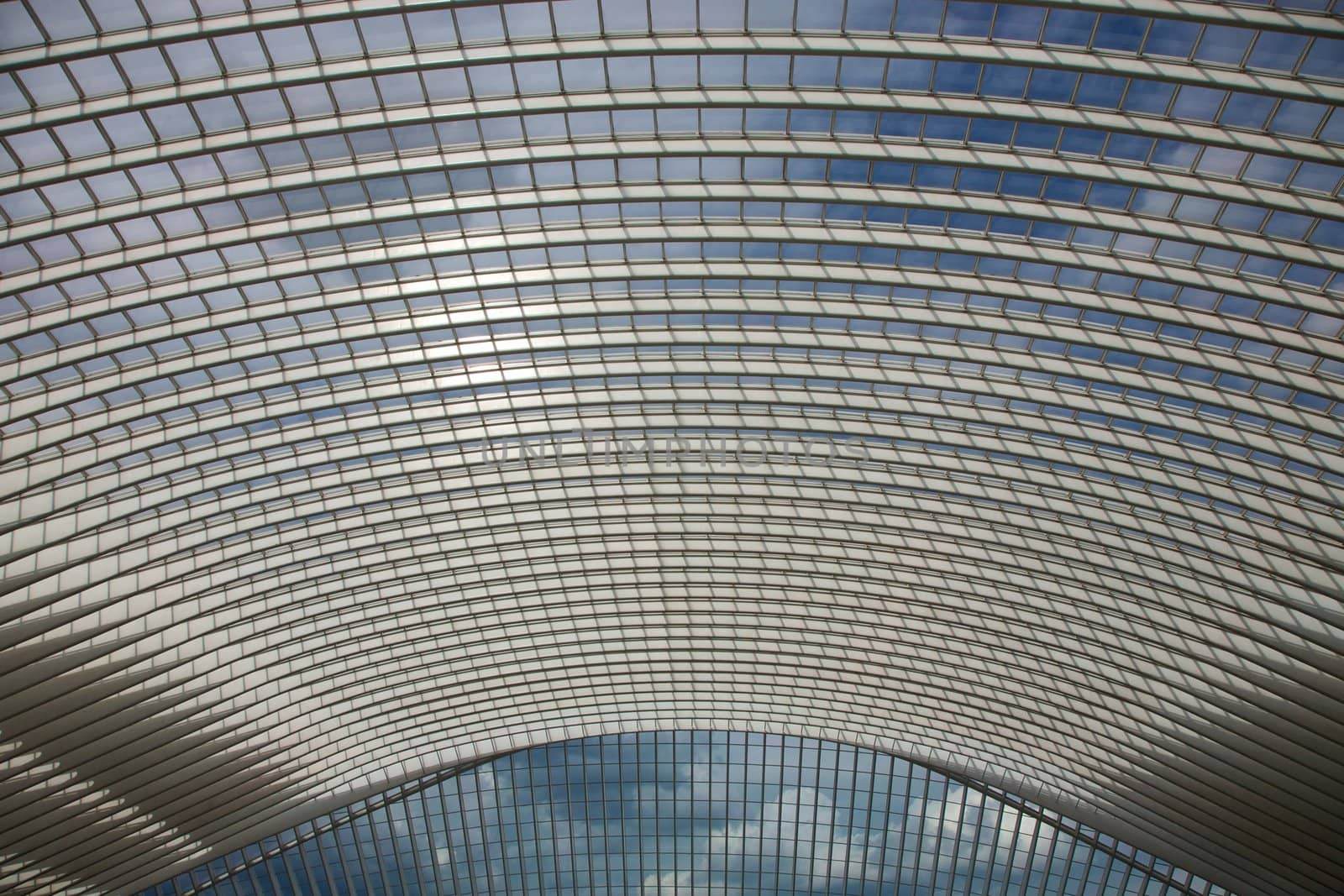 Contemporary and futuristic Liege-Guillemins railway station in Belgium by the architect Calatrava