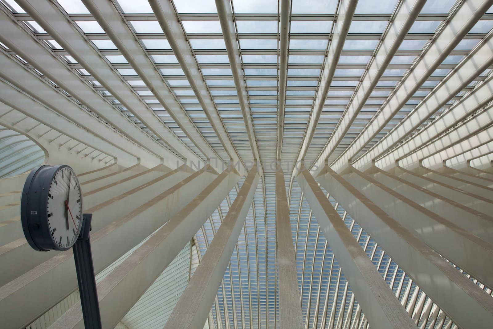 Contemporary and futuristic Liege-Guillemins railway station in Belgium by the architect Calatrava
