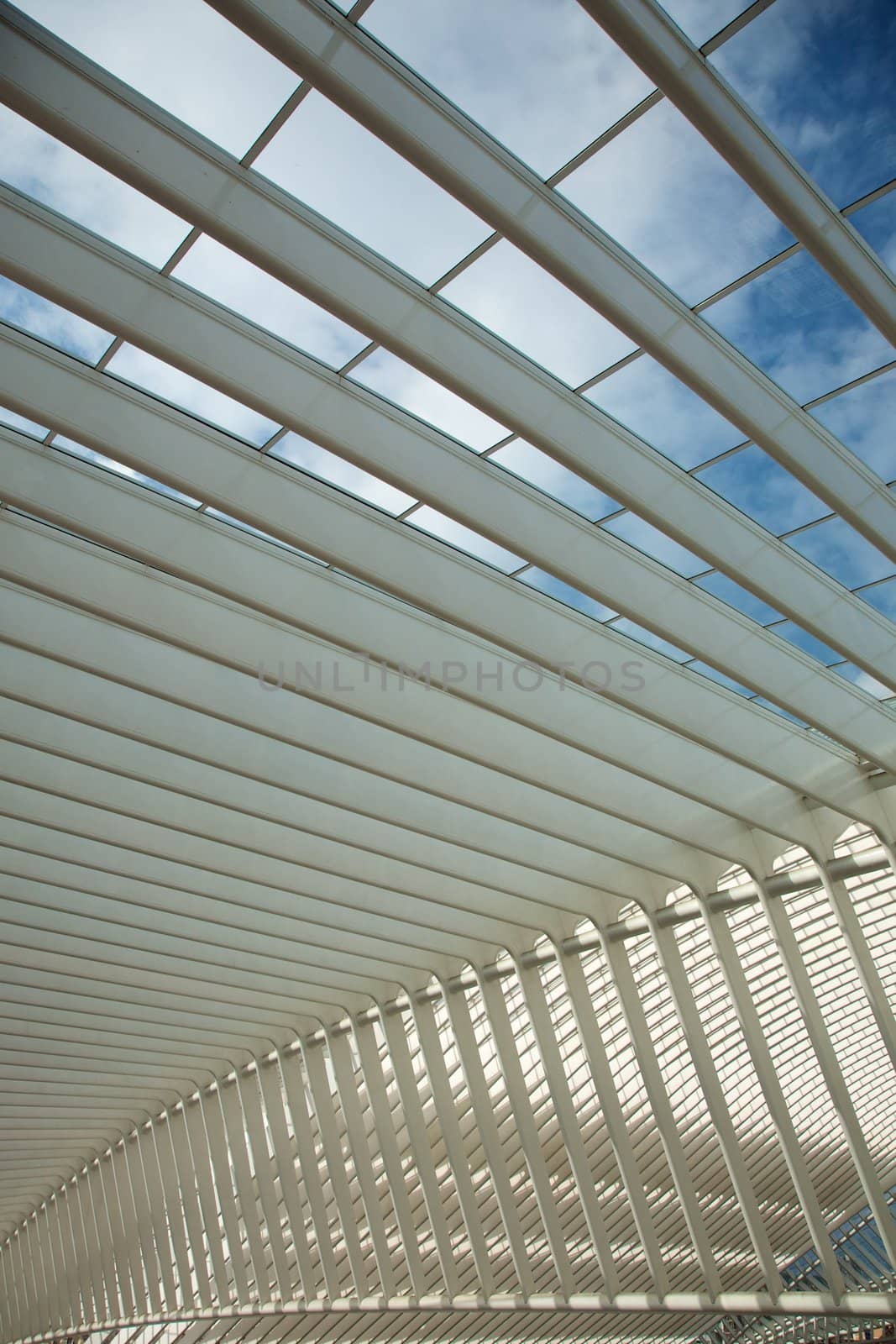 Contemporary and futuristic Liege-Guillemins railway station in Belgium by the architect Calatrava