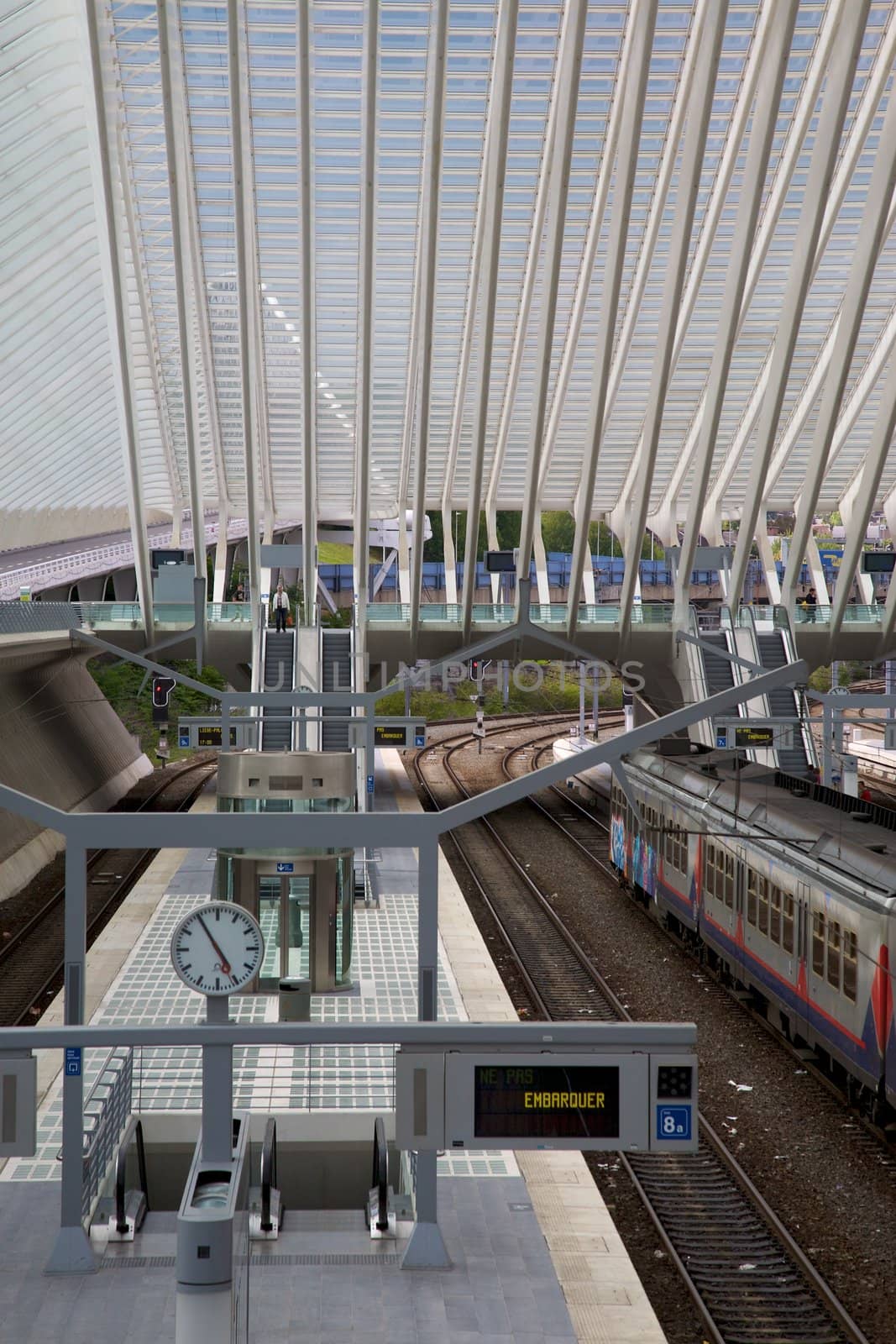 Contemporary and futuristic Liege-Guillemins railway station in Belgium by the architect Calatrava
