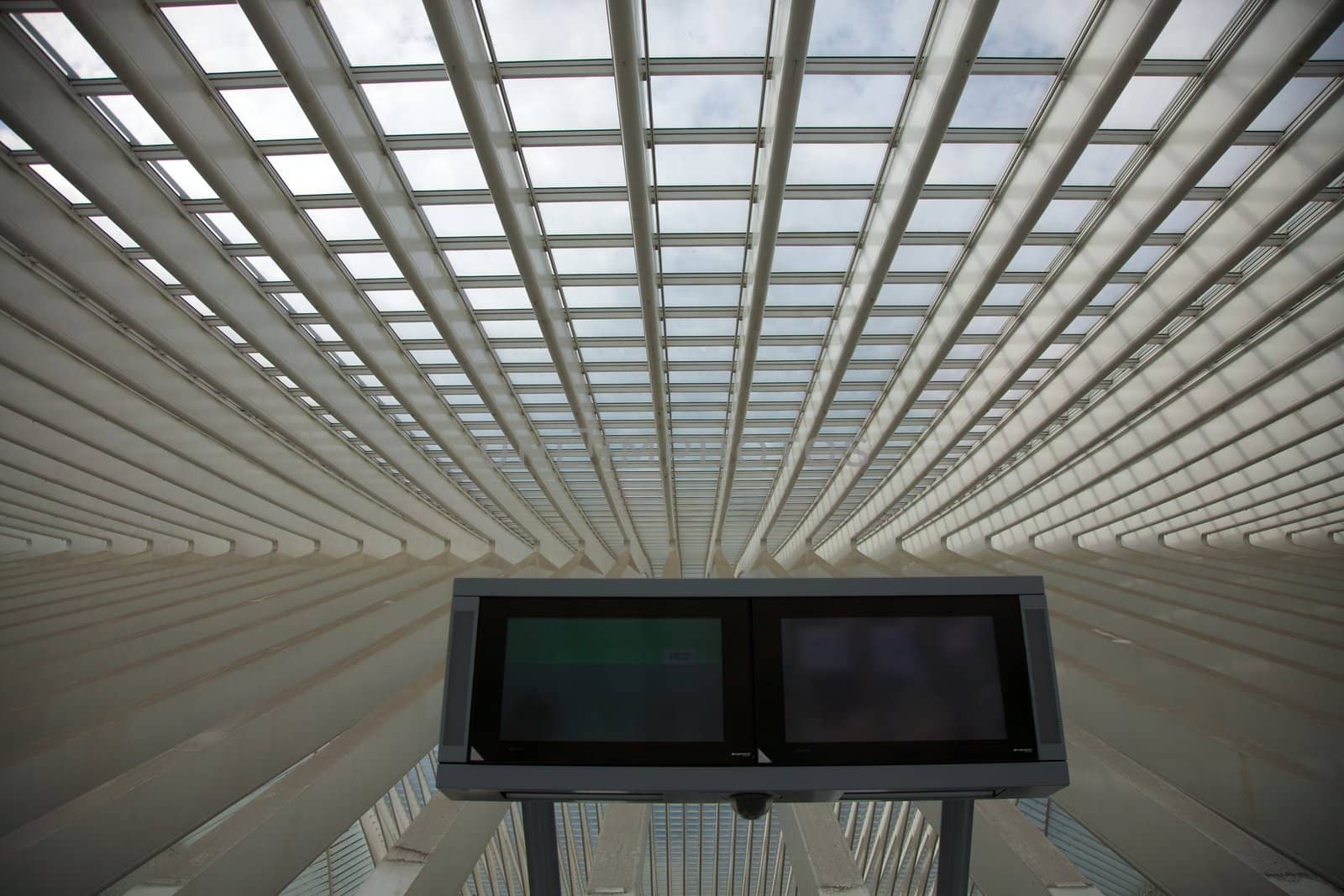 Contemporary and futuristic Liege-Guillemins railway station in Belgium by the architect Calatrava