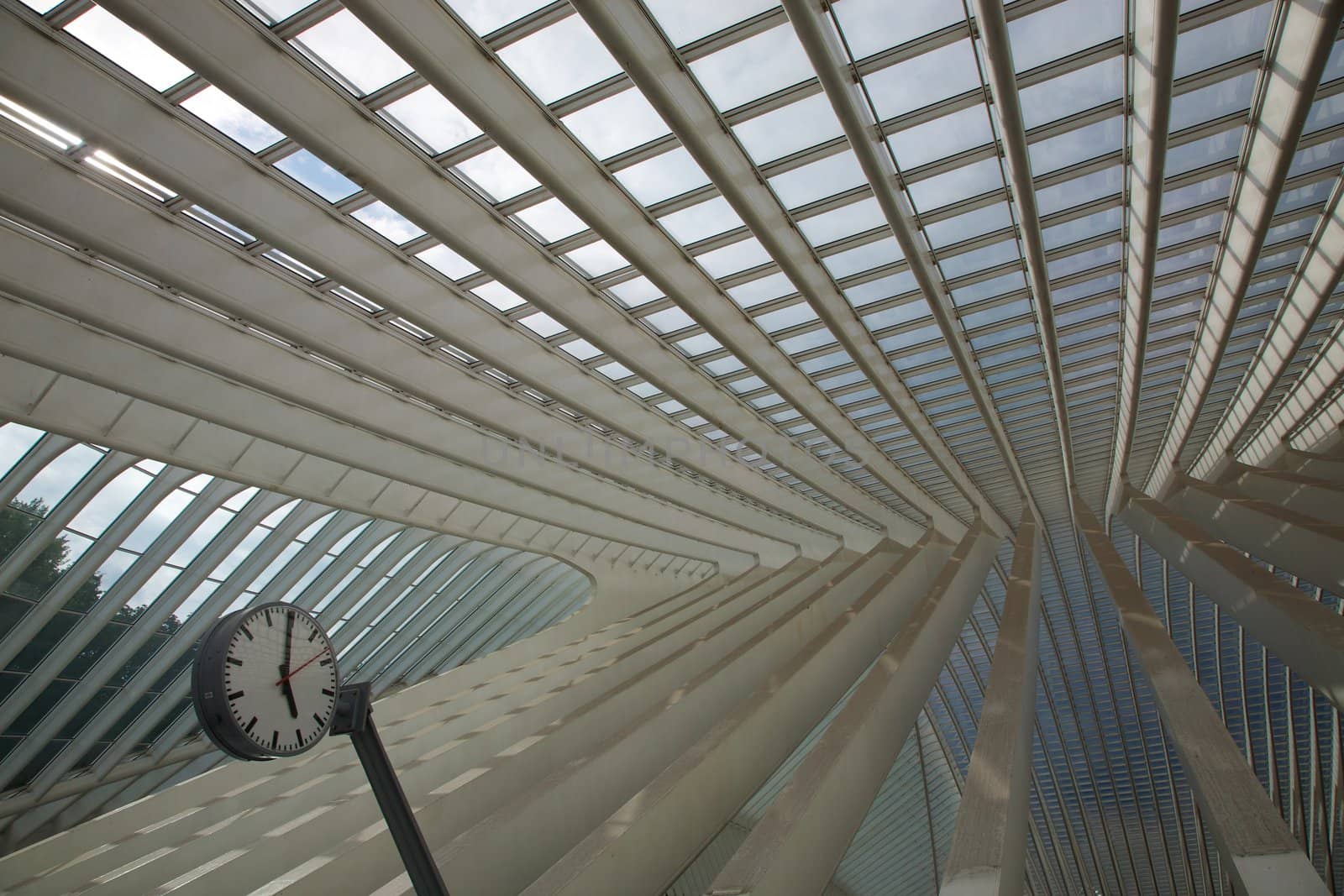 Contemporary and futuristic Liege-Guillemins railway station in Belgium by the architect Calatrava