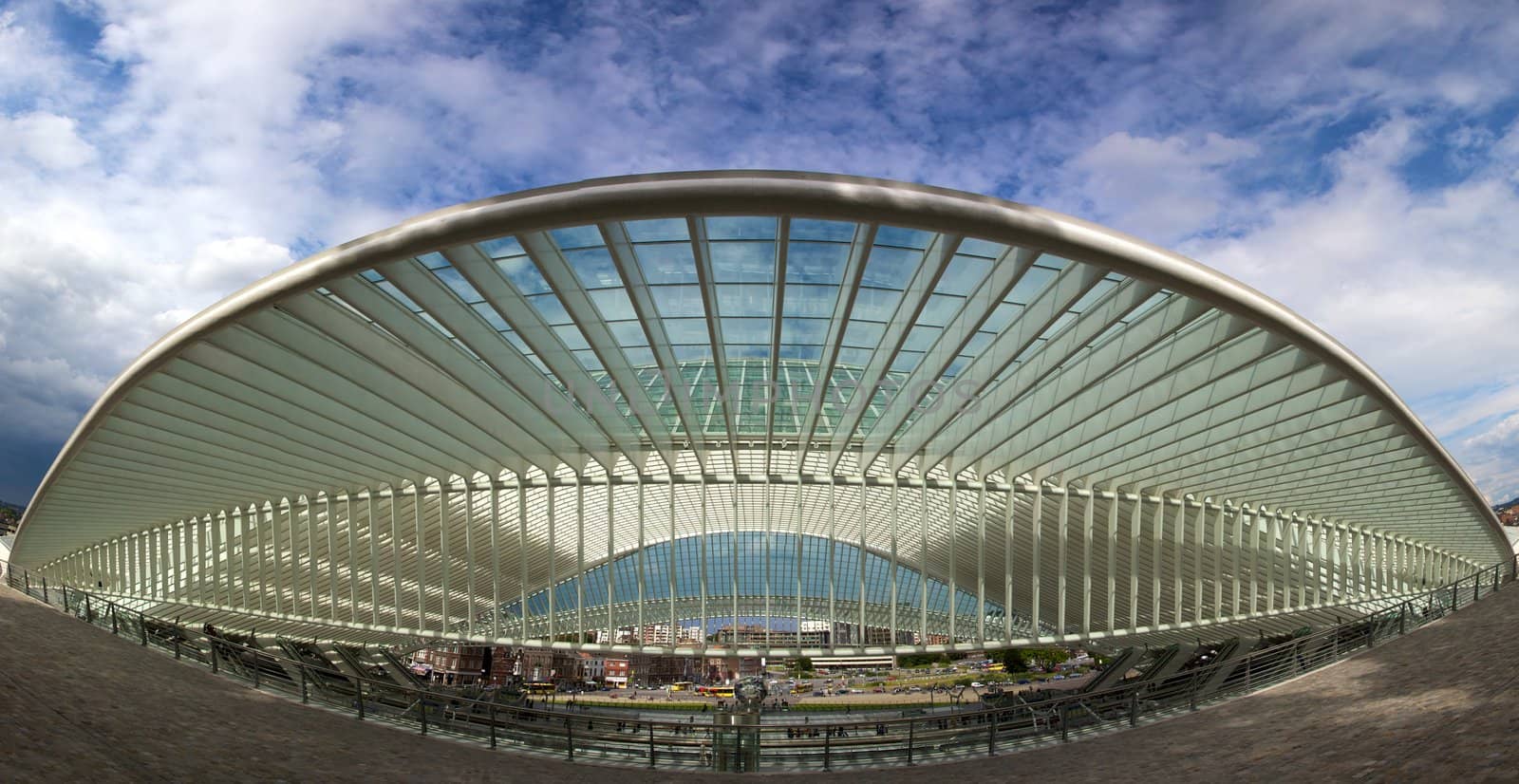 Contemporary and futuristic Liege-Guillemins railway station in Belgium by the architect Calatrava